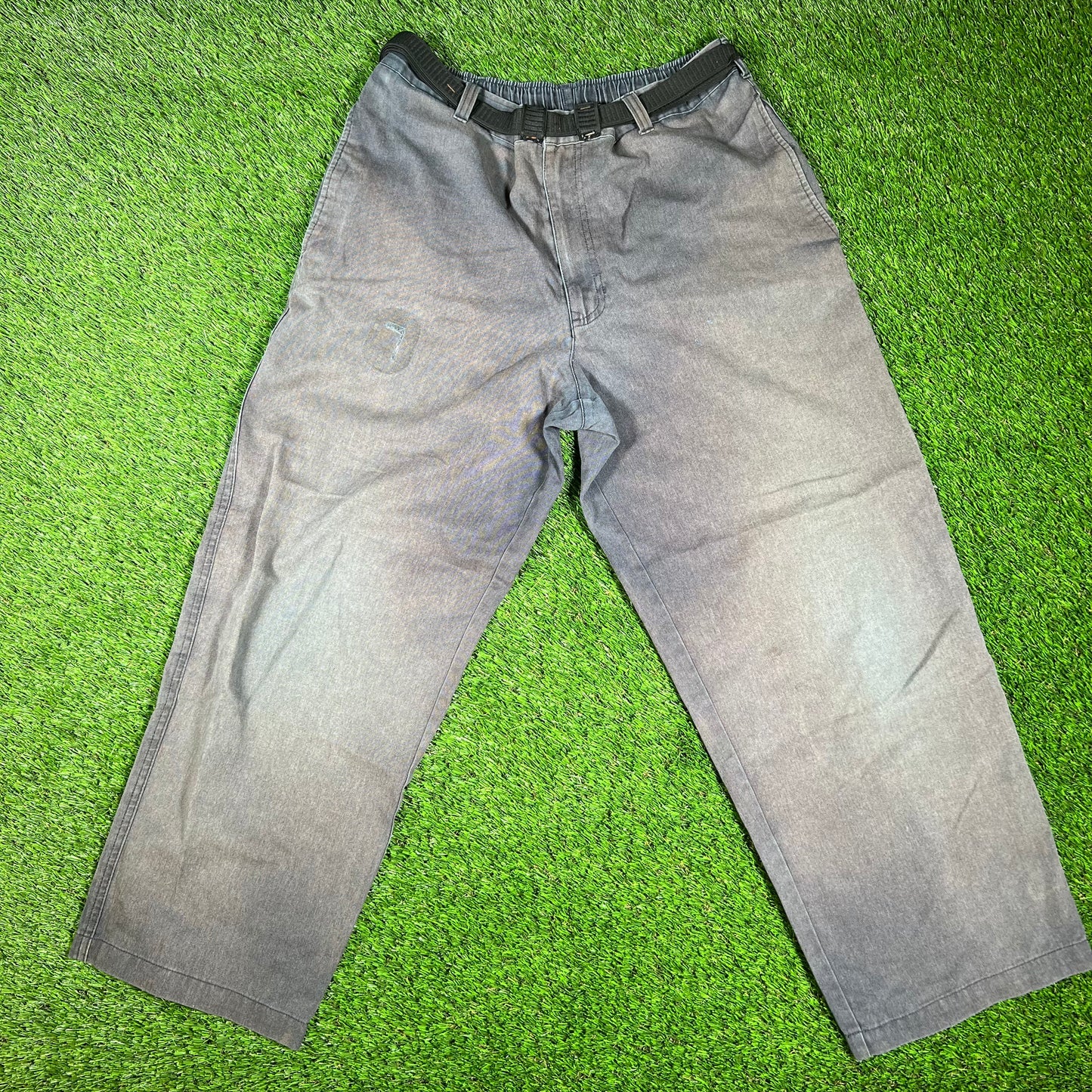 George Washed Navy Elastic Waist Pants Size 36x29 USED v16534