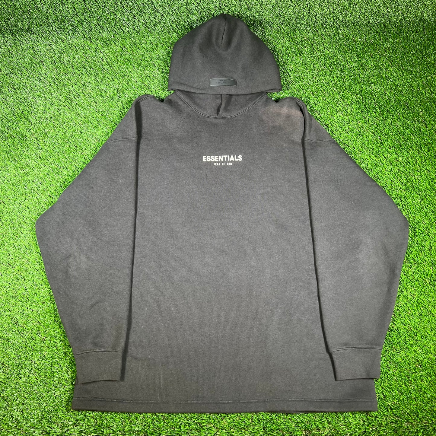 Fear of God FOG Essentials Bleached Black Hoodie Size Medium USED x14297