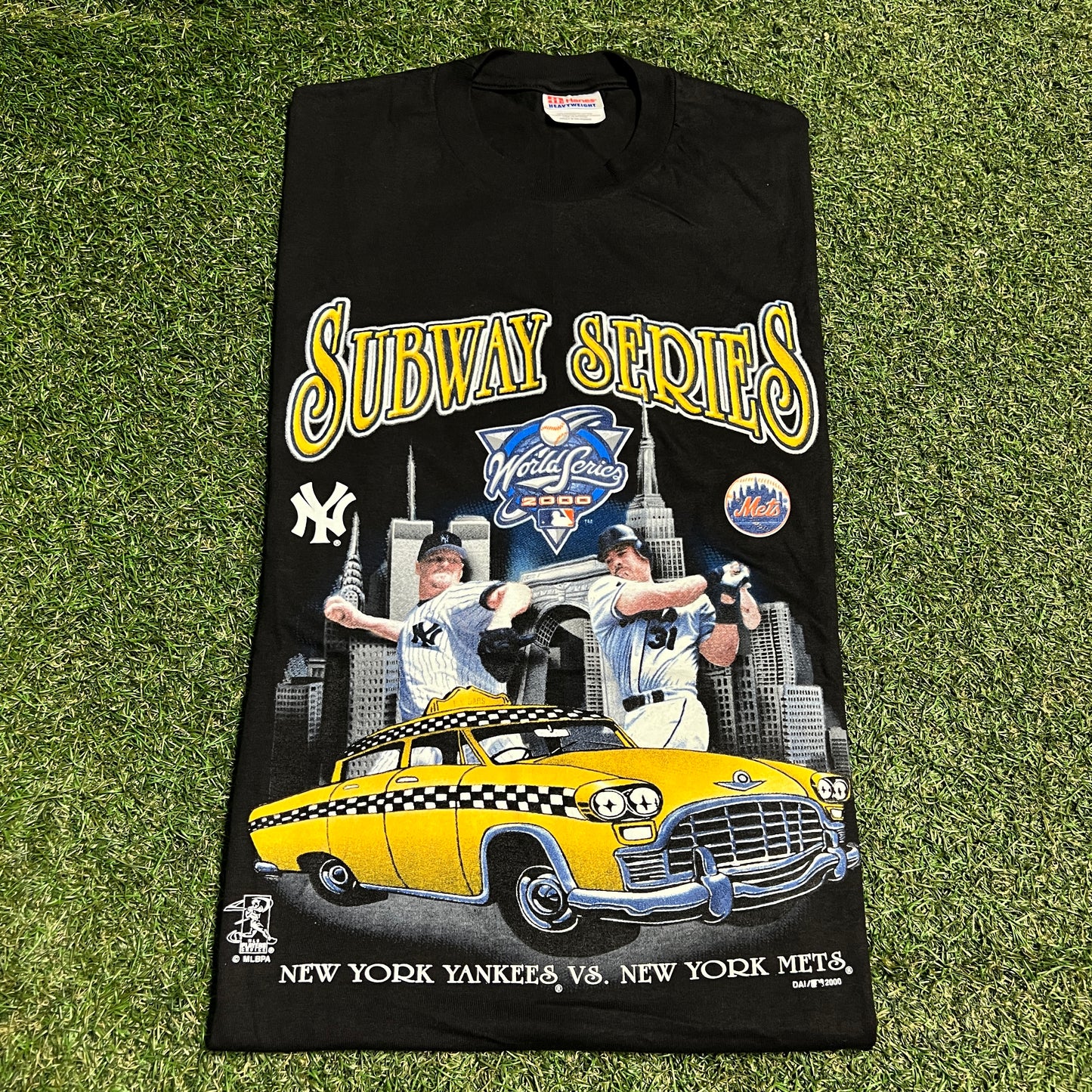 2000 Yankees Mets World Series Subway Black Tee Size Medium USED v16472