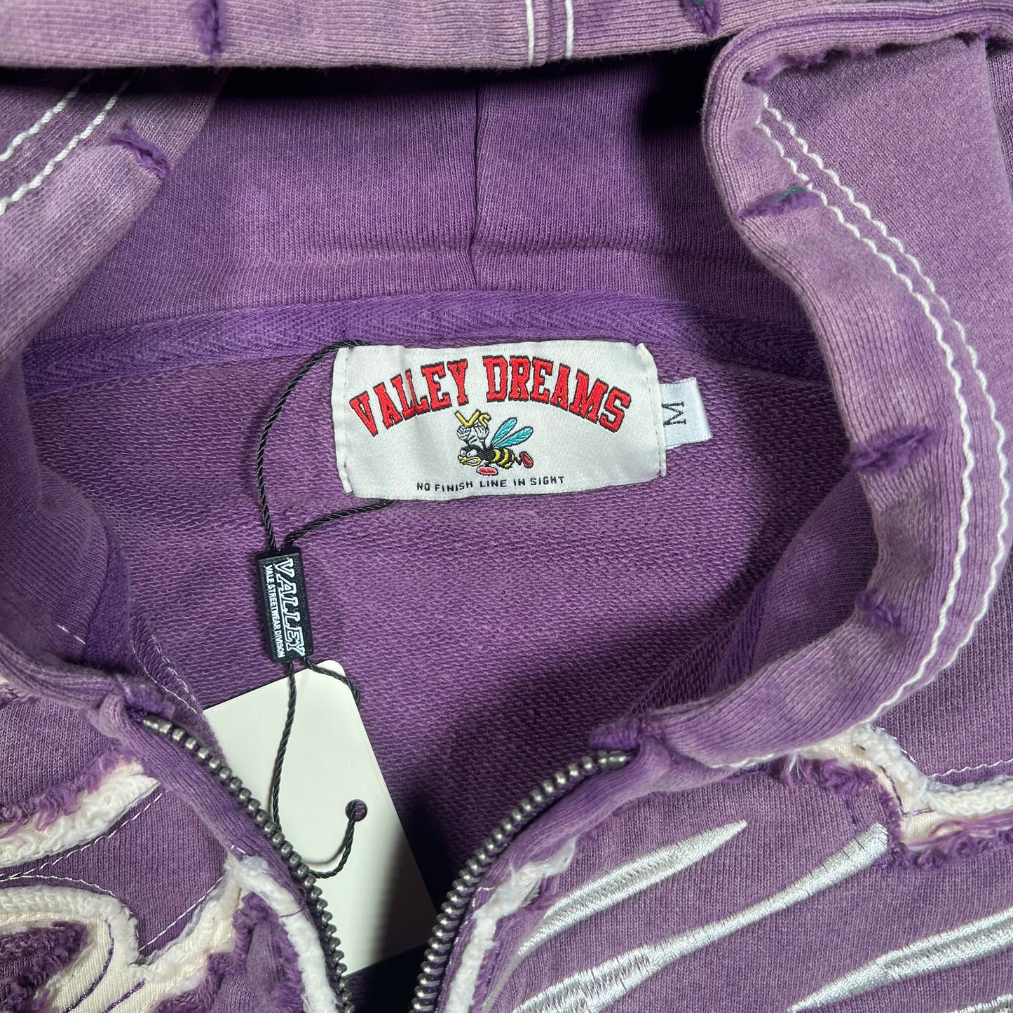 Vale Valley Embroidered Purple Full Zip Hoodie Size Medium NEW x16595