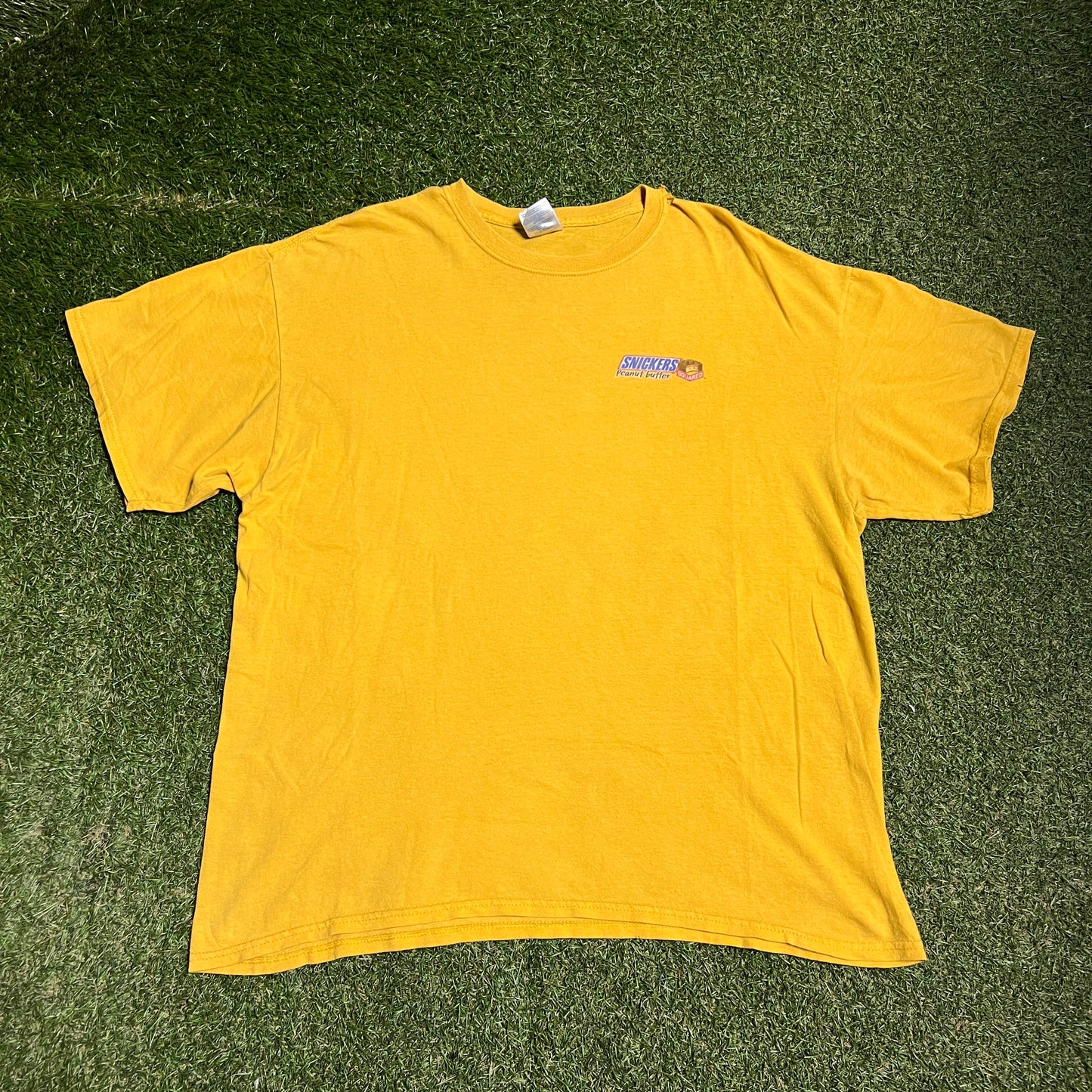 Y2K Snickers Training Wheels Yellow Tee Size XL USED v16584
