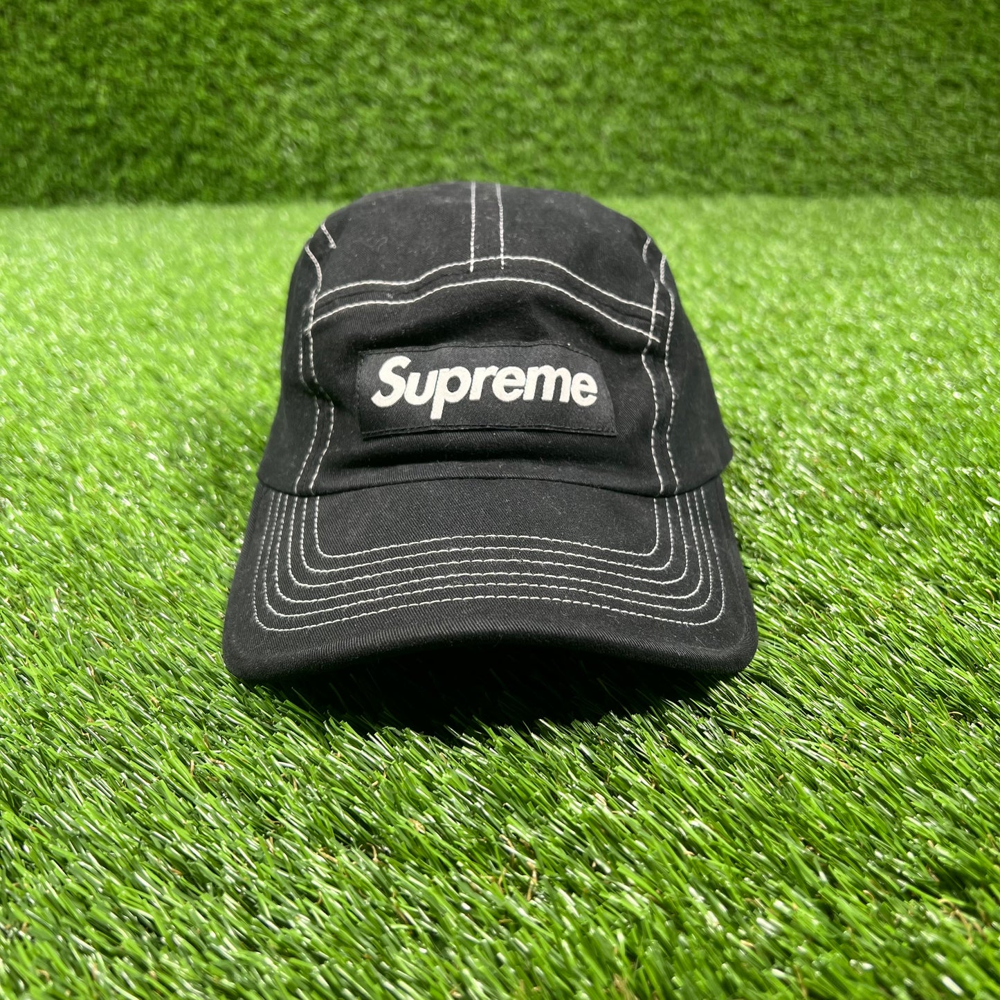 Supreme 2-Tone Twill Black Camp Cap USED x14855