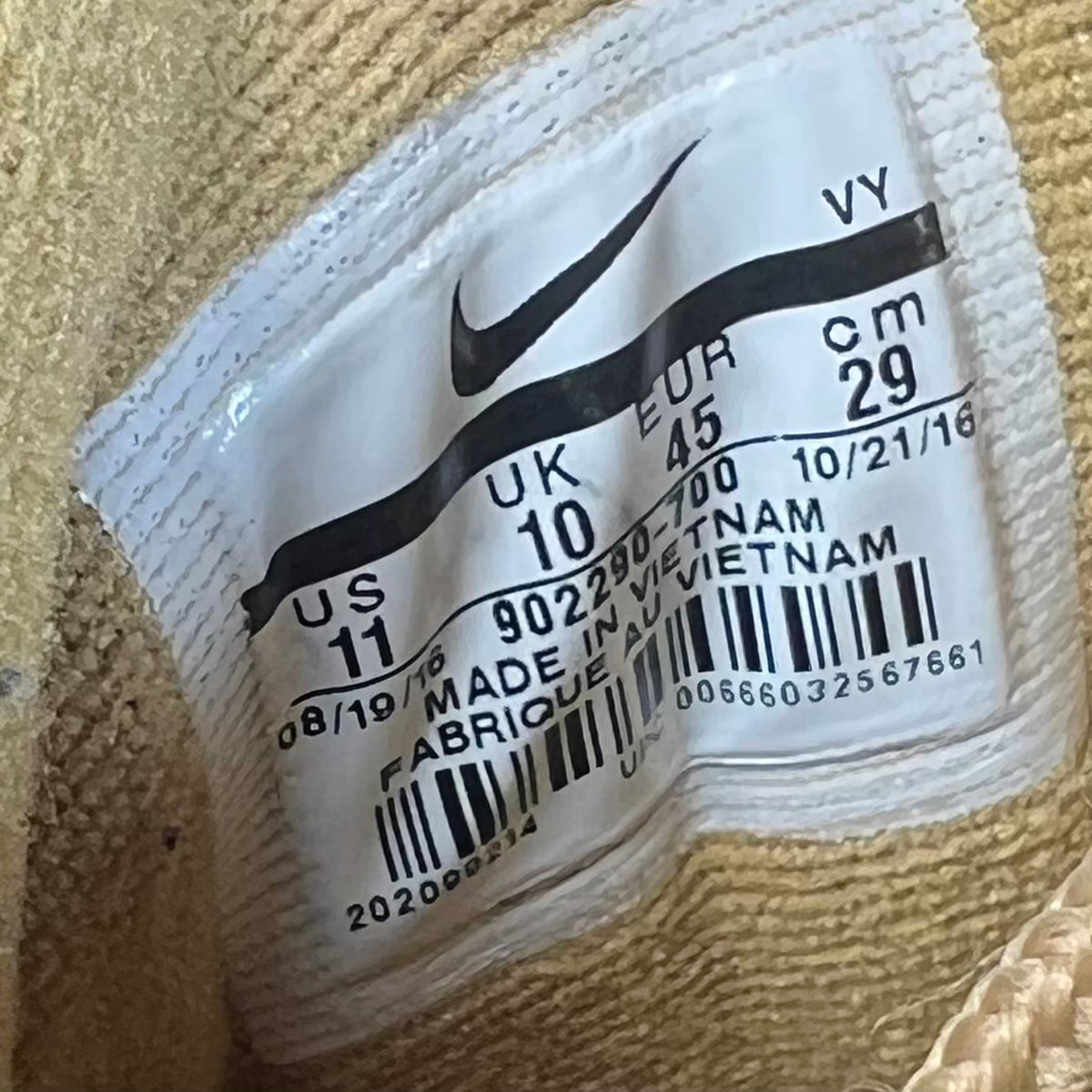 Nike Air More Uptempo Supreme Gold (2017) Size 11 USED s23445