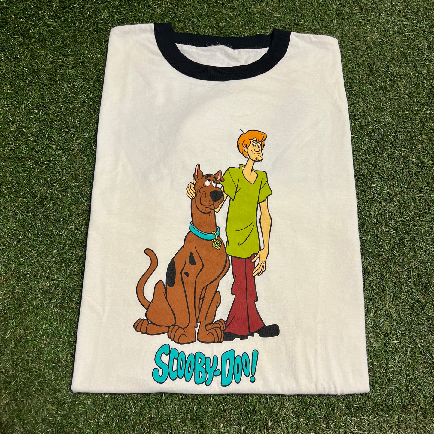 1990s Scooby Doo Shaggy White Ringer Tee Size XL USED v16385