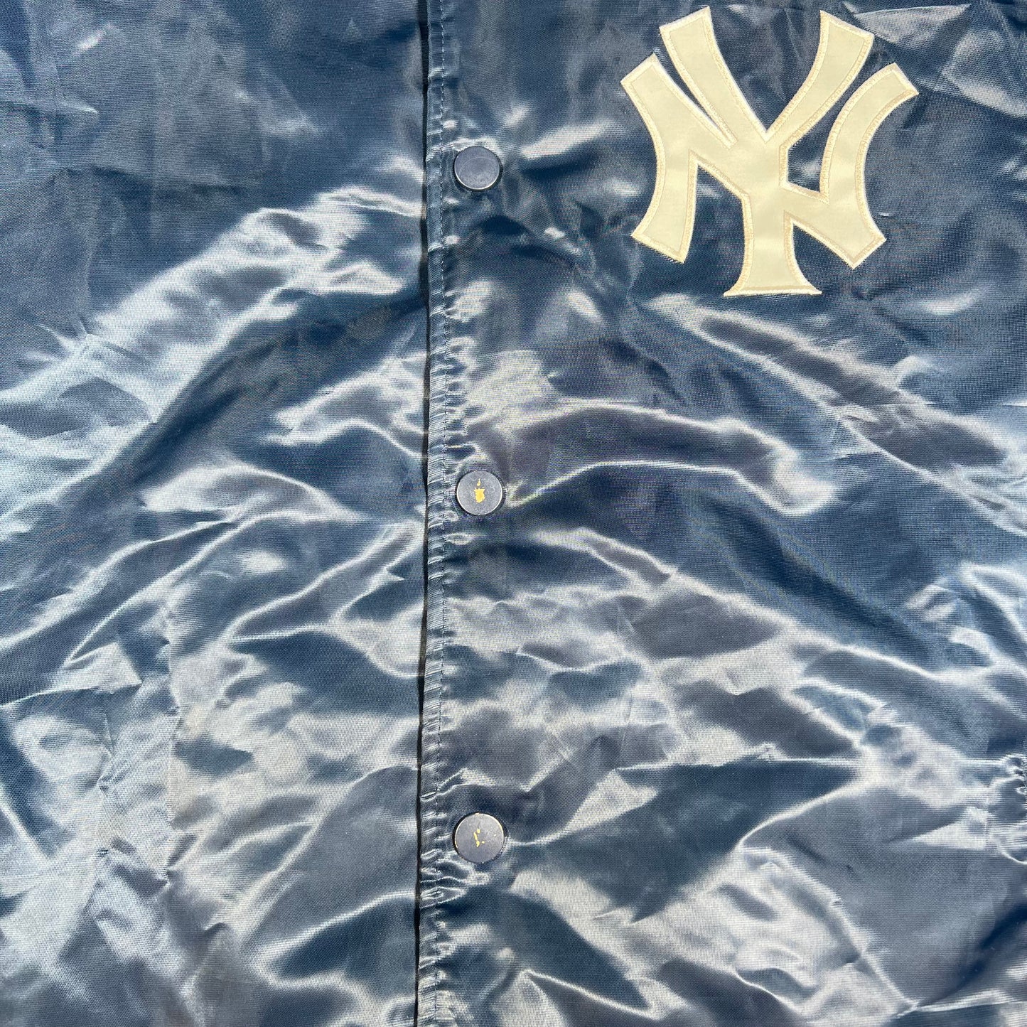 Yankees Satin Starter Navy Blue Jacket Size XXL USED v16577