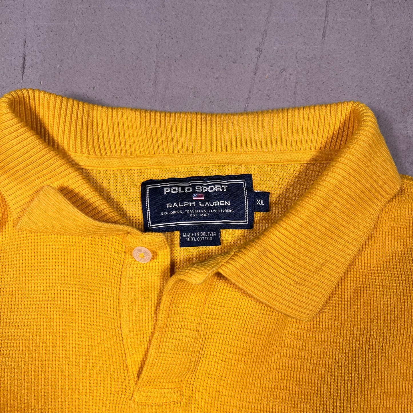 Y2K Polo Sport Ralph Lauren Yellow/Blue Polo Tee Size XL USED v19091