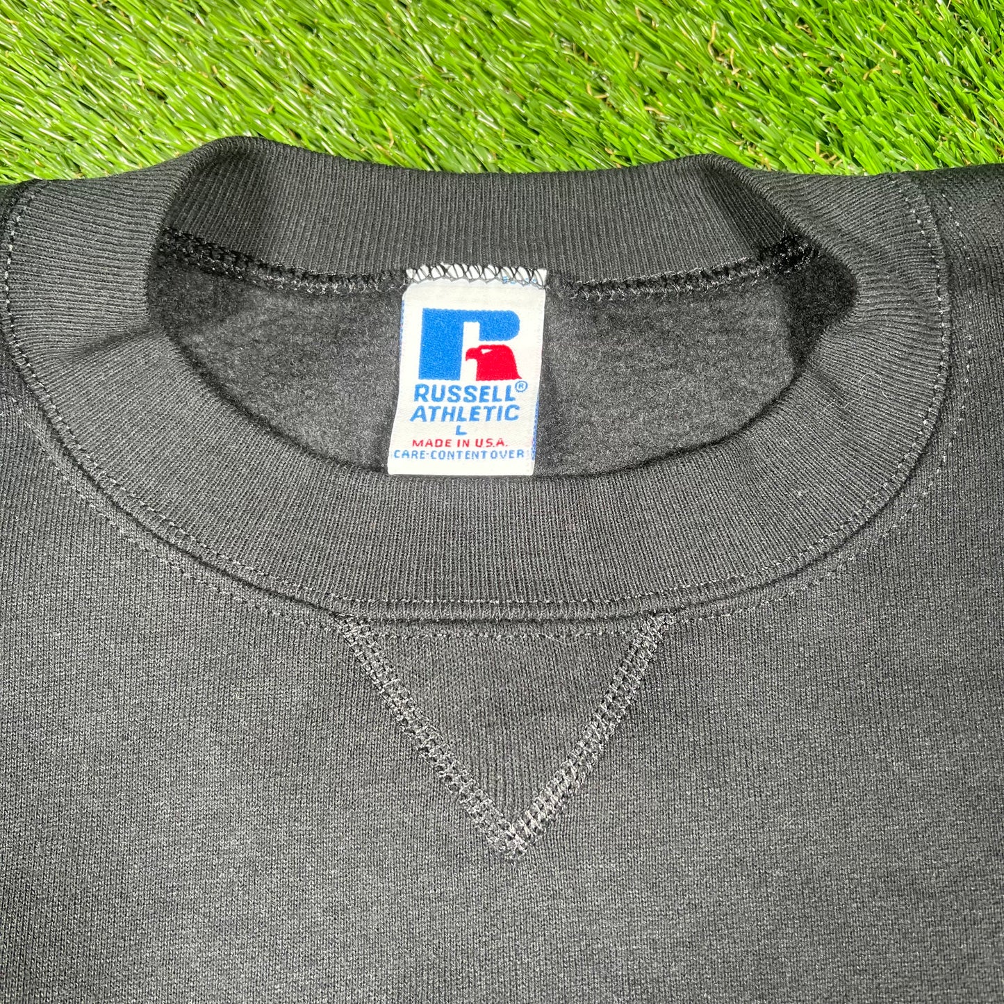 1990s Russell Athletic Blank Black Crewneck Size Large NEW v16550