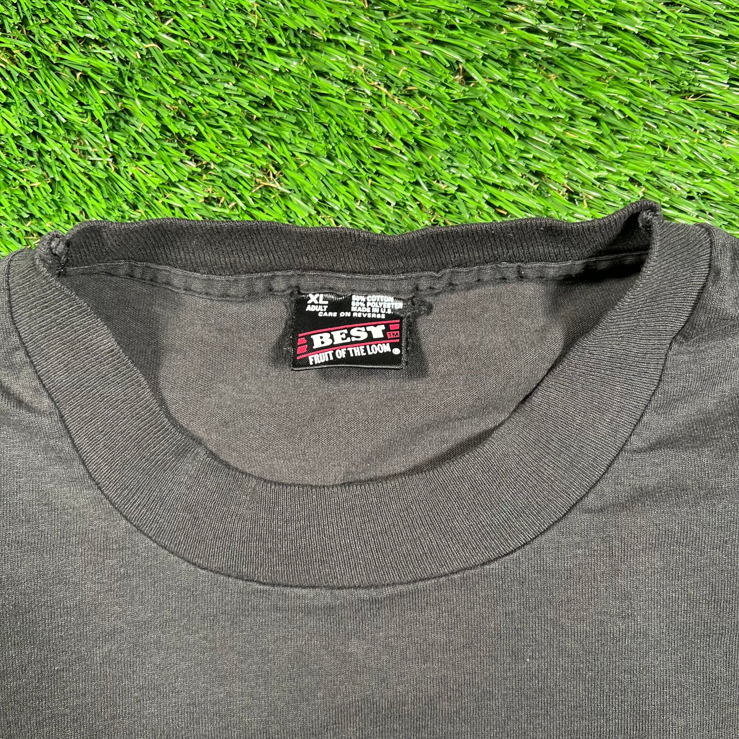 1990s "Pussy Control "washed Black Tee Size XL USED v18567