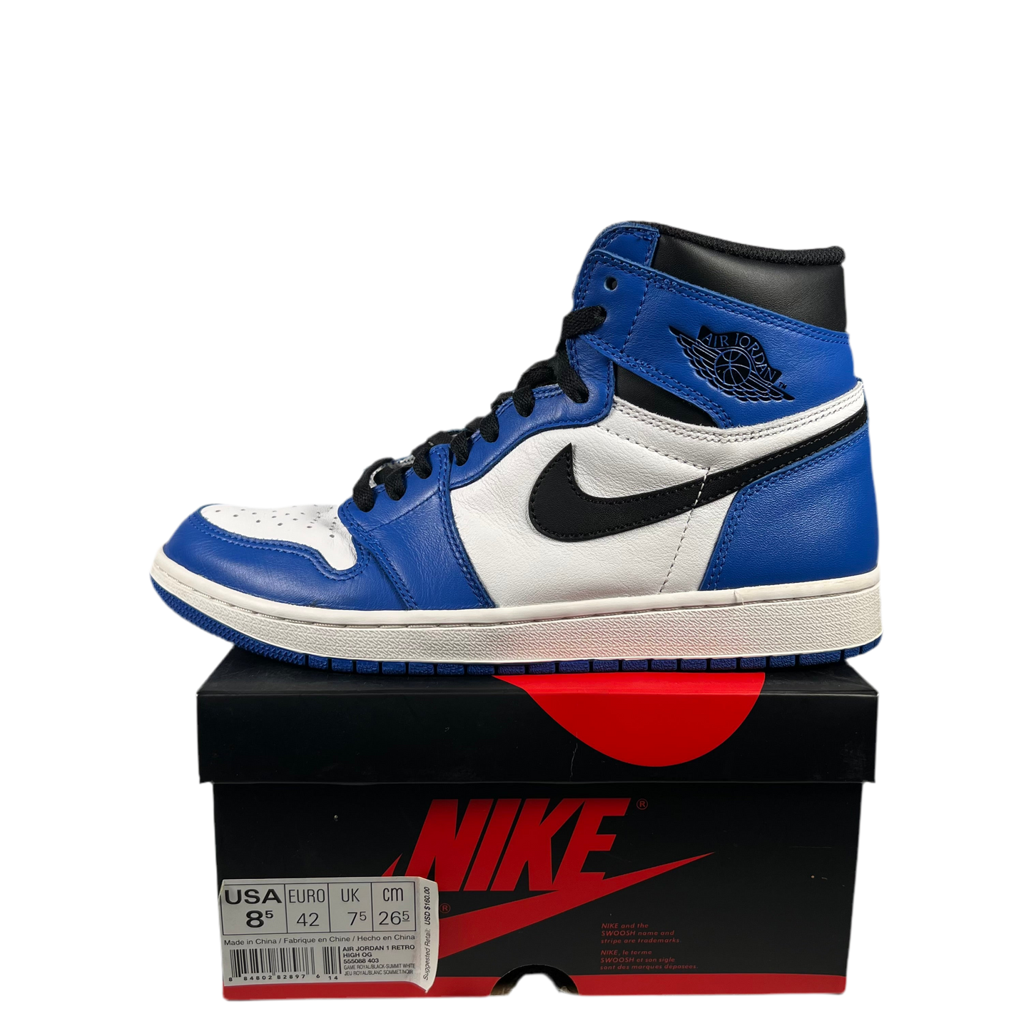 Jordan 1 High Game Royal (2018) Size 8.5 USED s18721