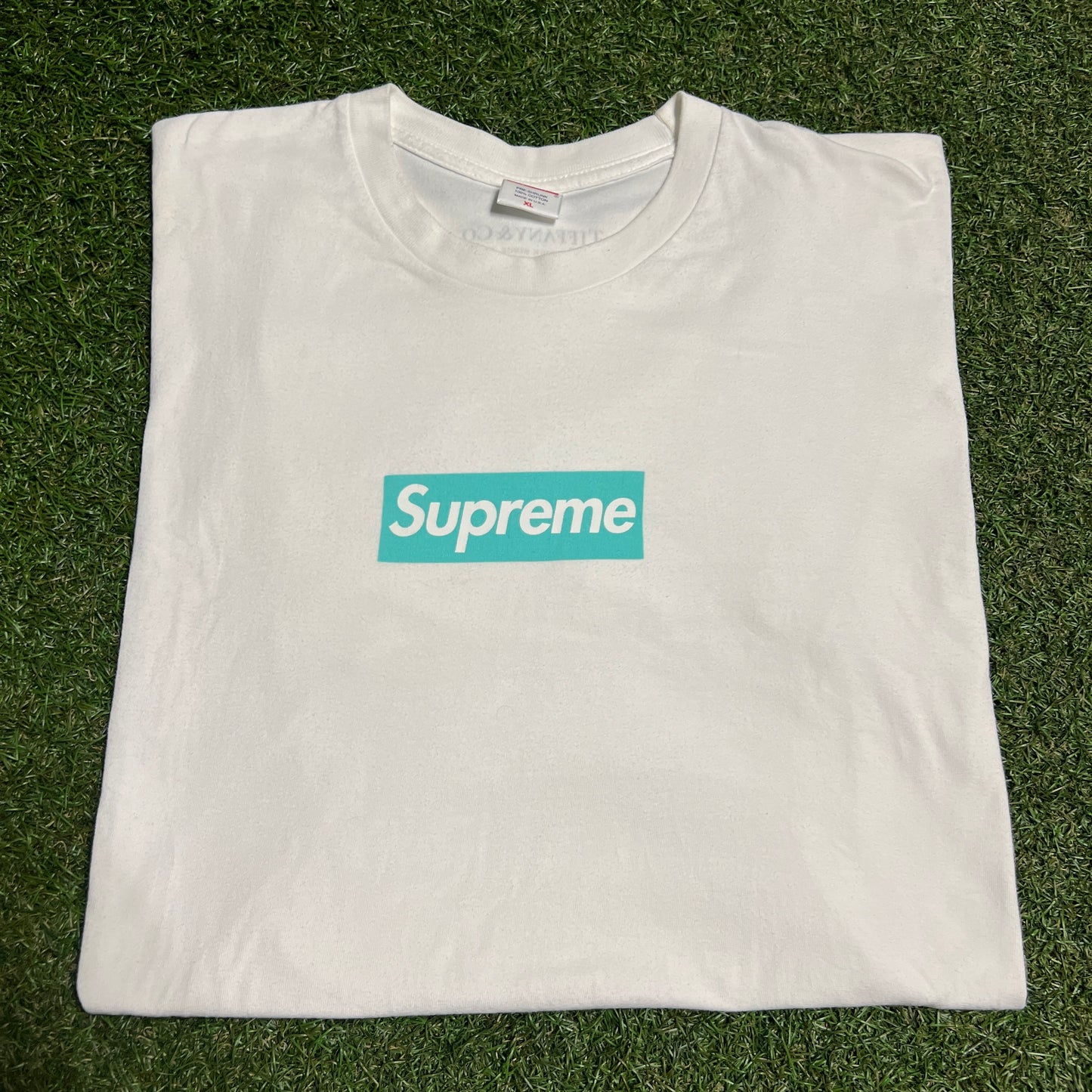 Supreme Tiffany Box Logo White Tee Size XL USED x13531