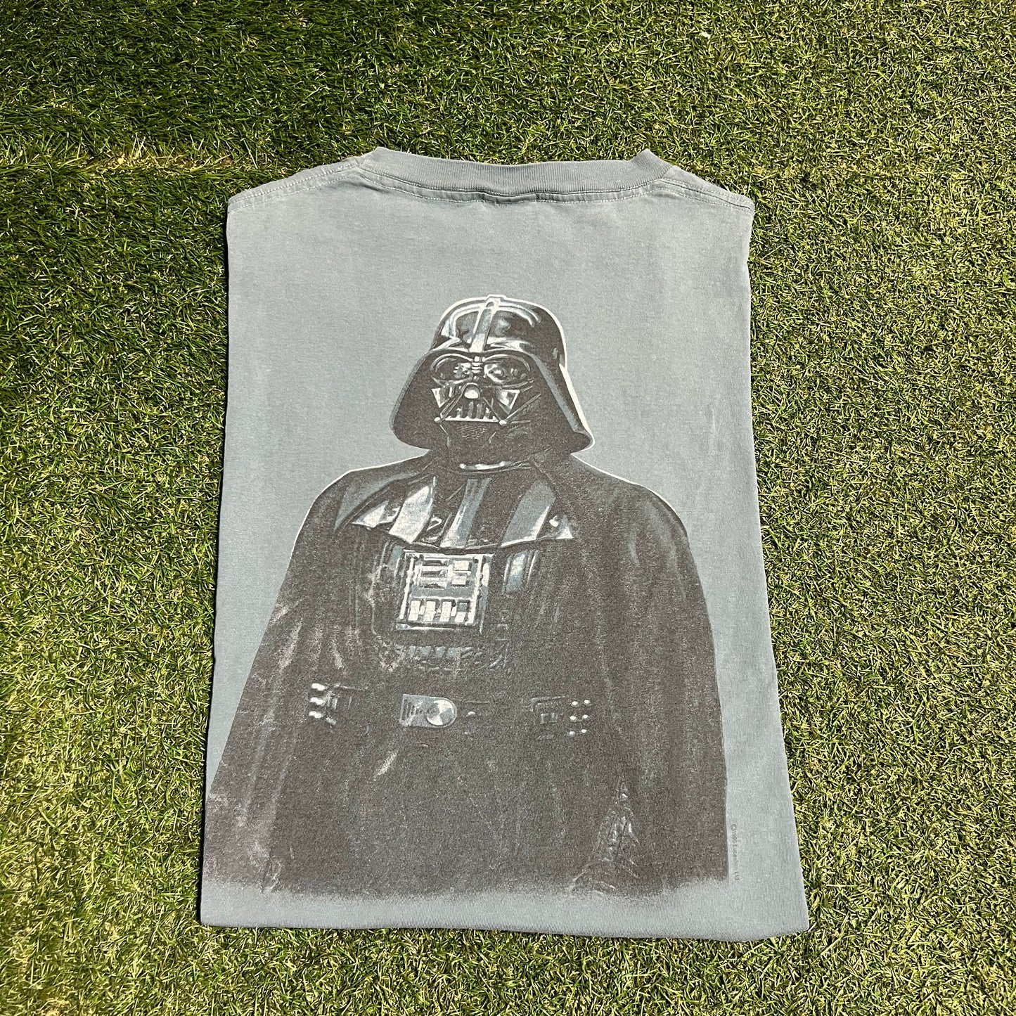 1990s Darth Vader CK Spoof Blue Double Sided Tee Size XL USED v16108