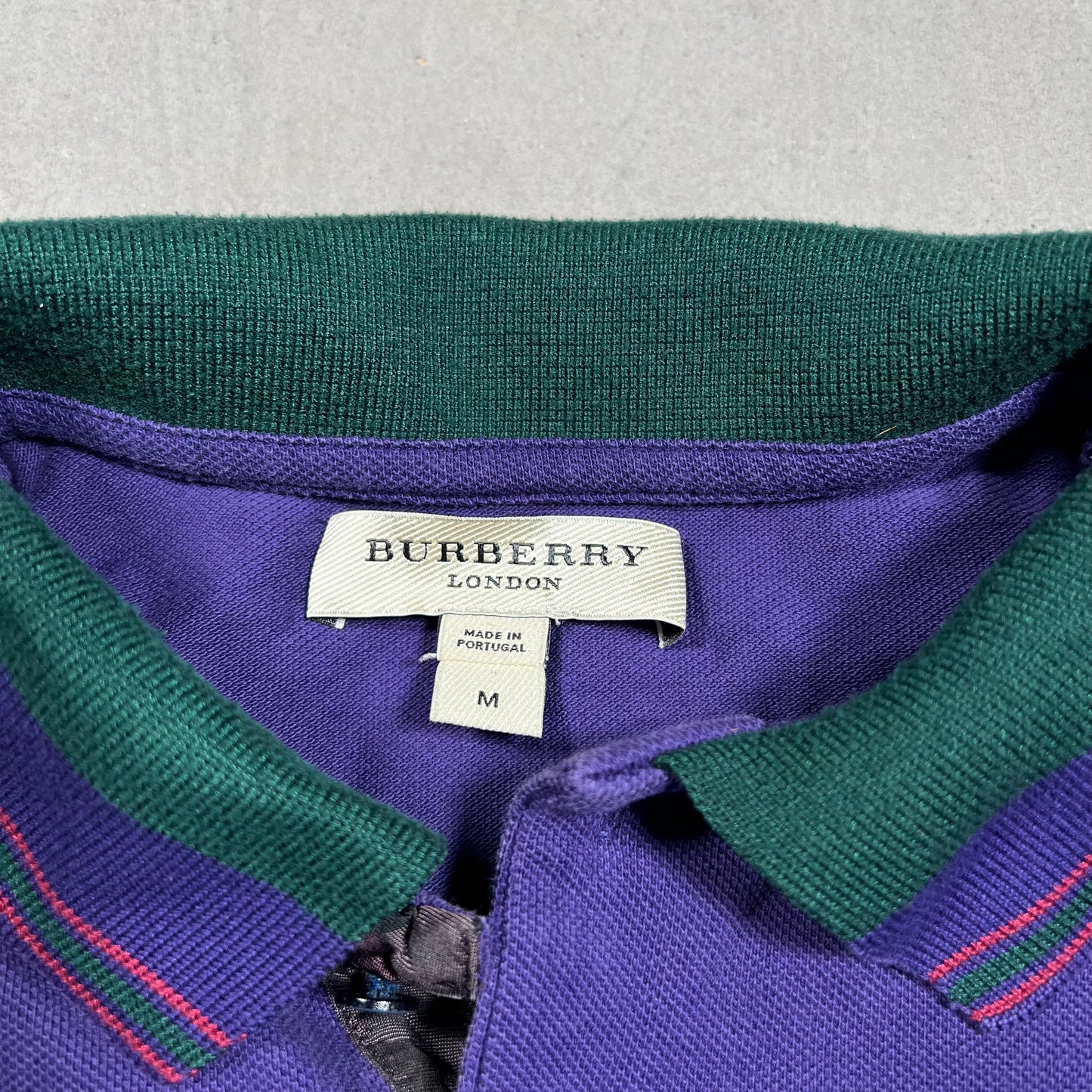 1990s Burberry Purple Polo Tee Size Medium USED v19814