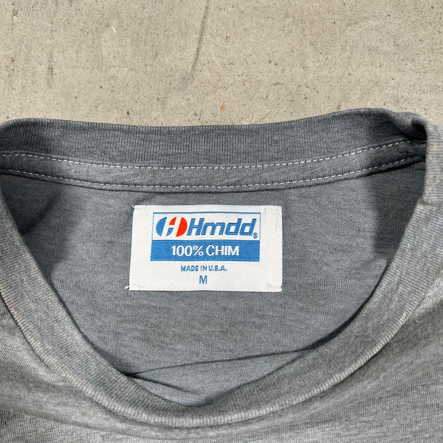 HMDD Chim Distressed Collegiate Tee Grey Size Medium USED x18052