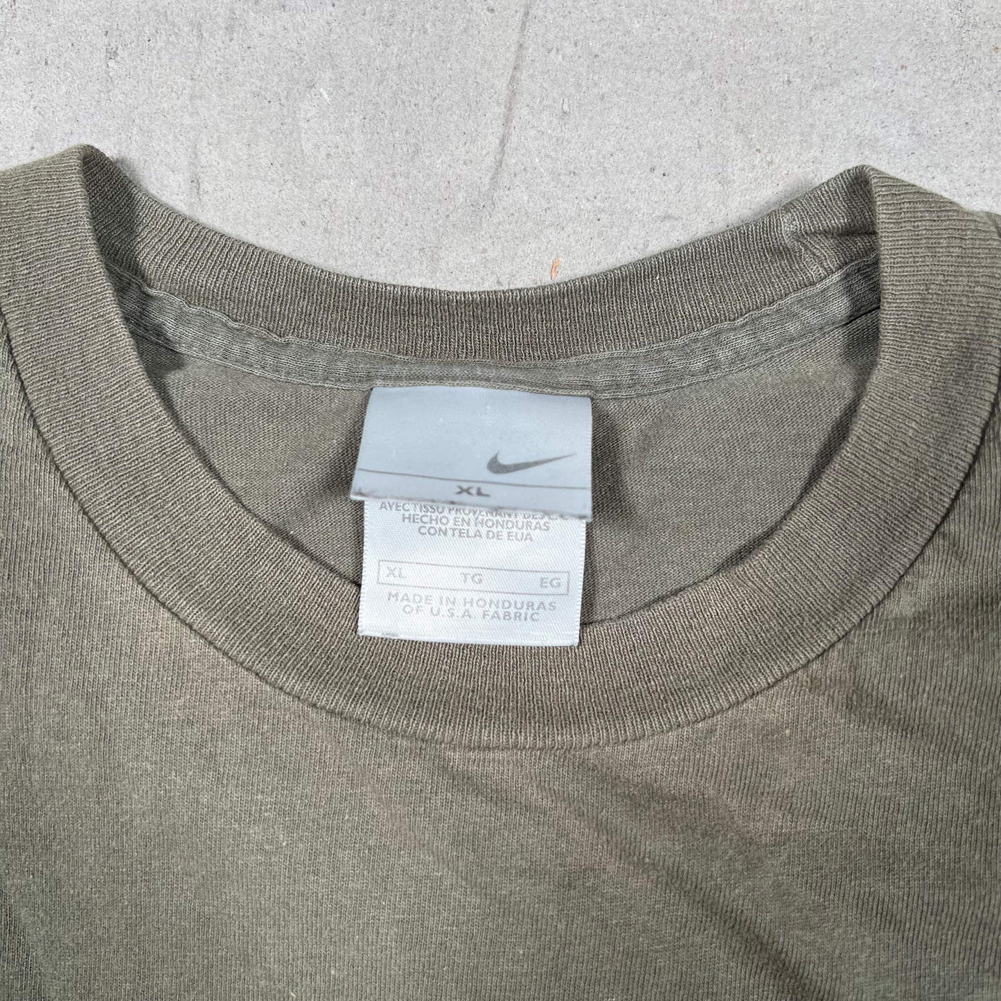 Y2K Nike Olive Green Tee Size XL USED v19861