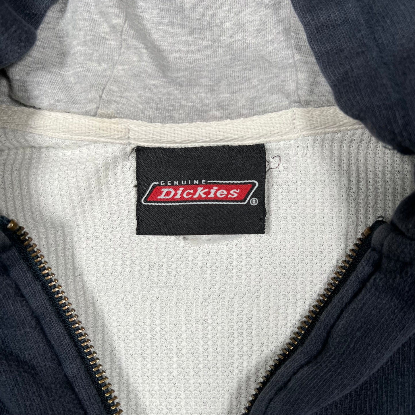 Y2K Dickies Washed Navy Waffle Lined Hoodie Size Large USED v19873