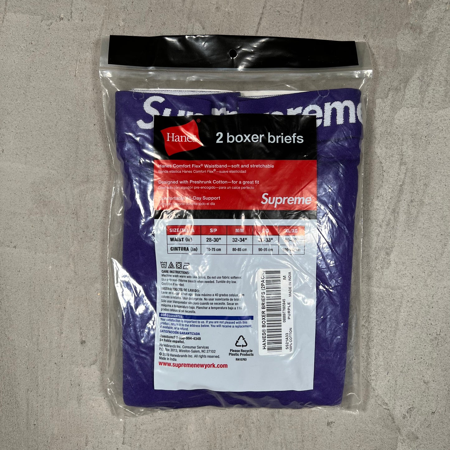 Supreme Hanes Boxer Briefs 2-Pack Purple (2021) Size Medium NEW x18165