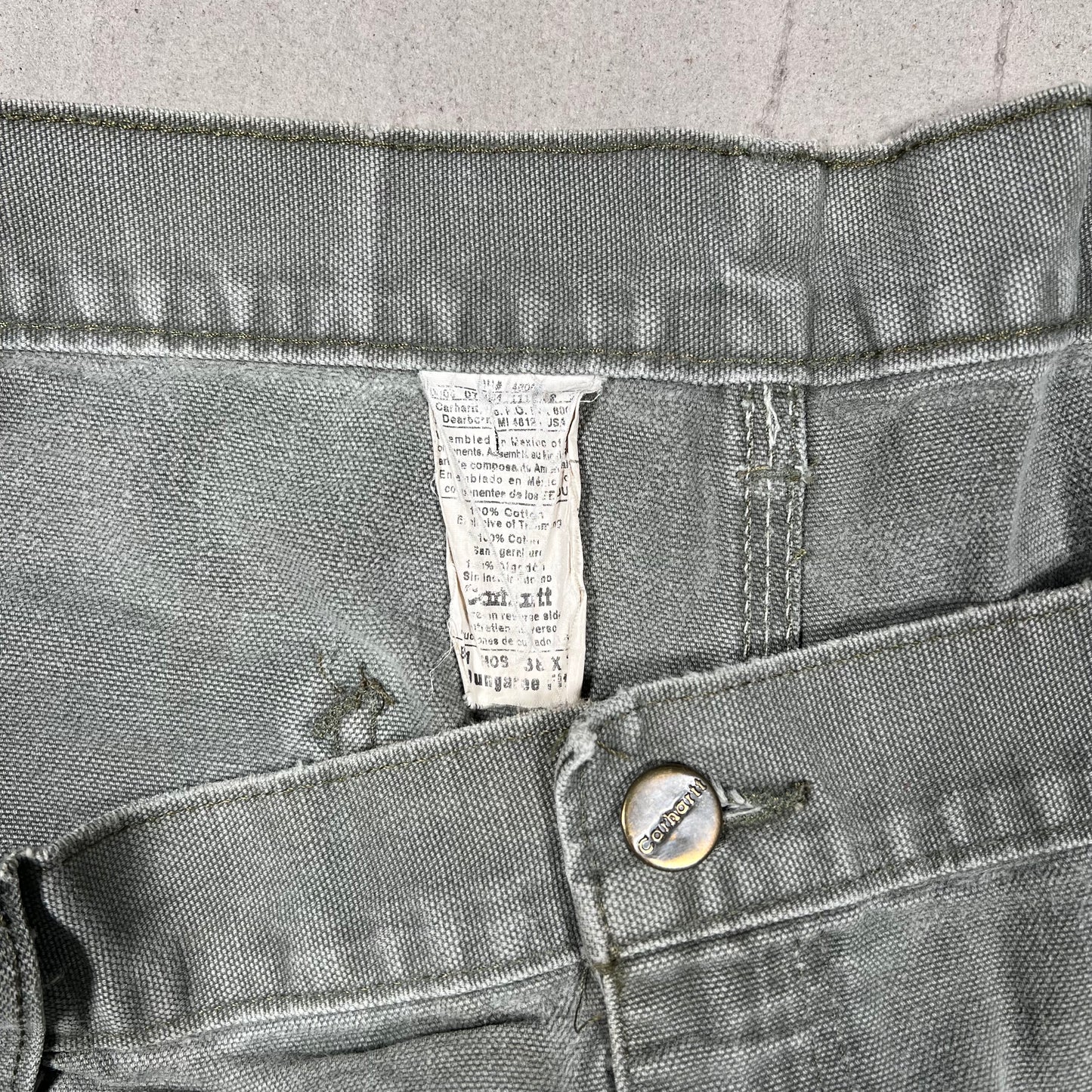 Y2K Carhartt Olive Green Workwear Pants Size 38x30 USED v19956