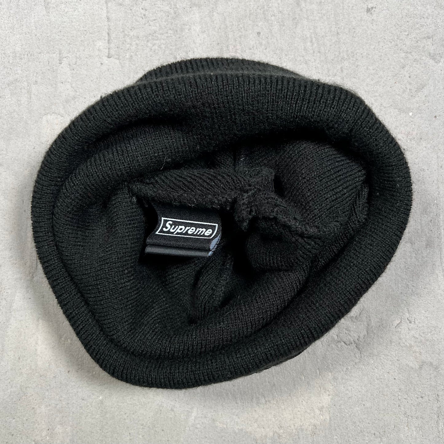 Supreme New Era Old English Black Beanie USED x18291