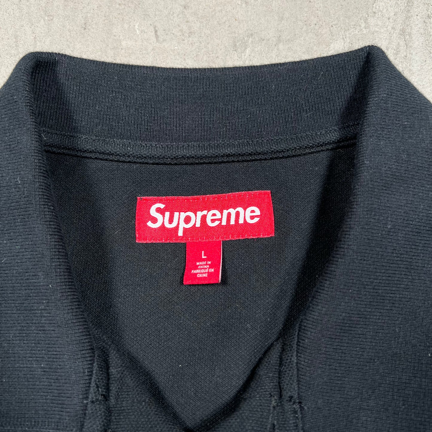 Supreme Twill Applique Polo Black (2025) Size Large USED x18348