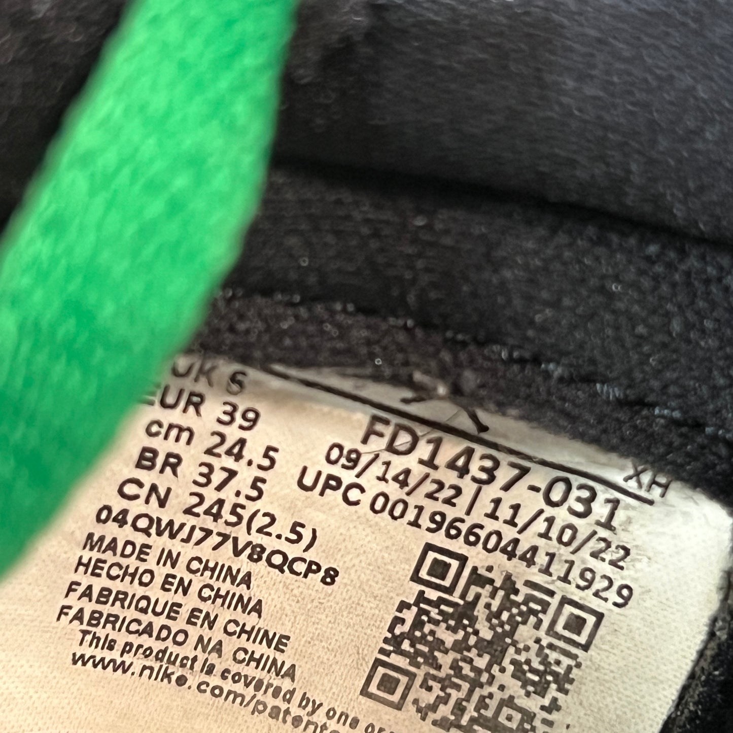 Jordan 1 High Lucky Green (2023) Size 6.5y USED s22592