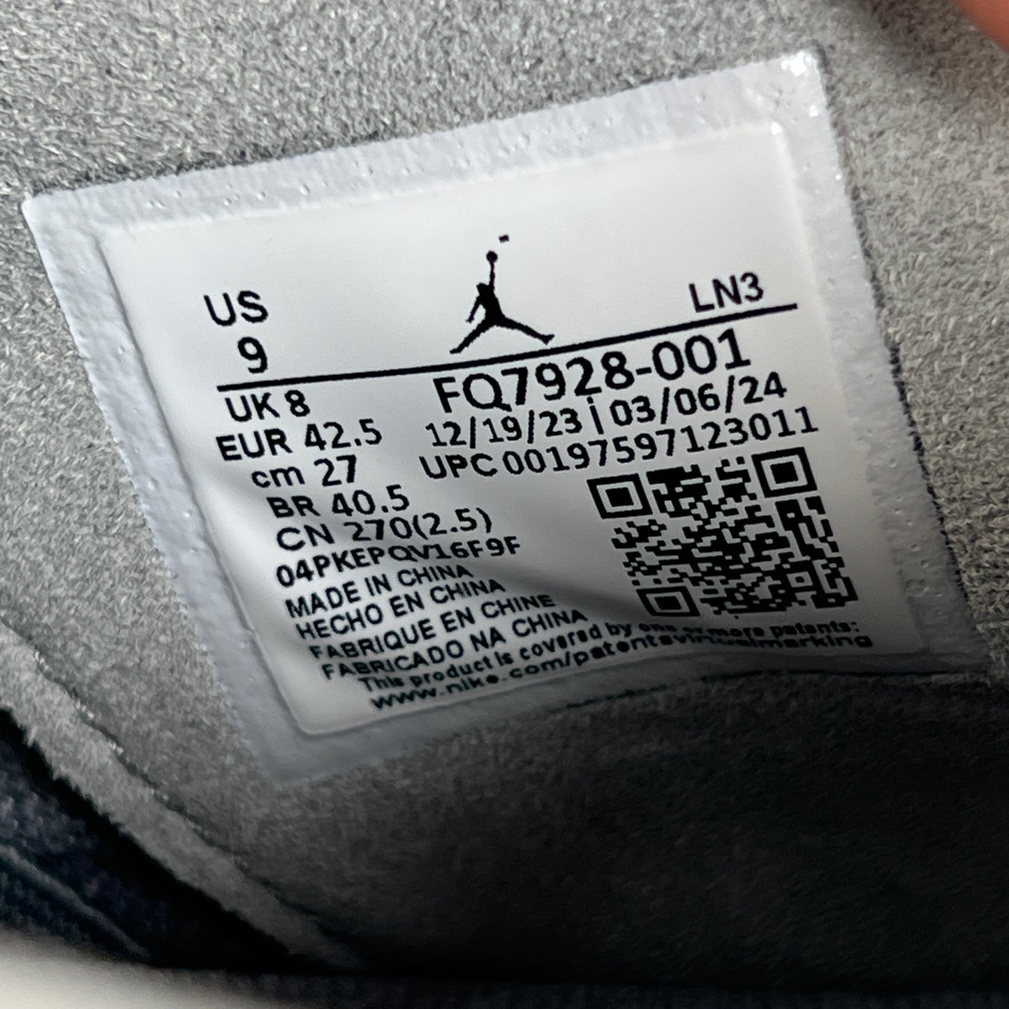 Jordan 4 Paris Olympics Wet Cement (2024) Size 9 USED s23039