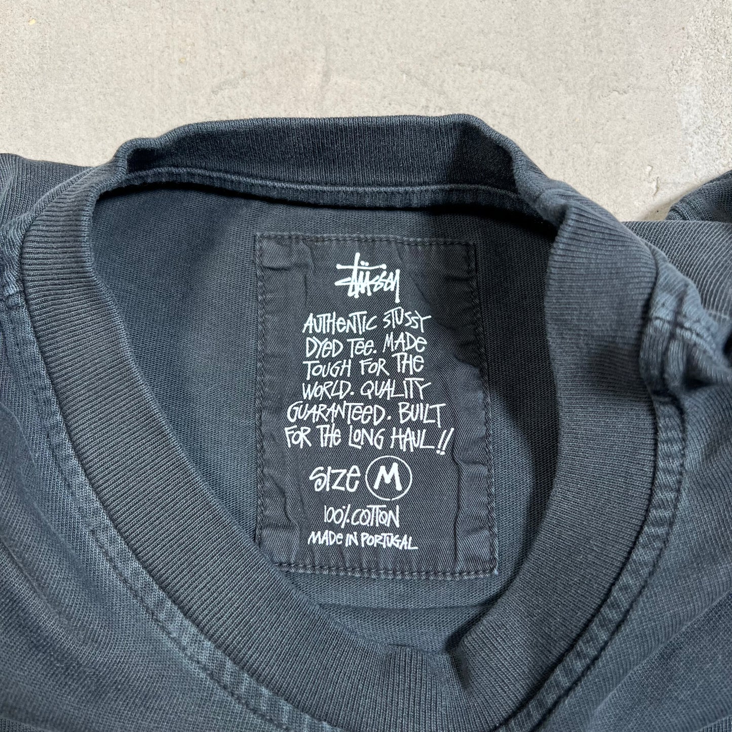 Stussy Black Dyed Classic Tee Size Medium USED x17688