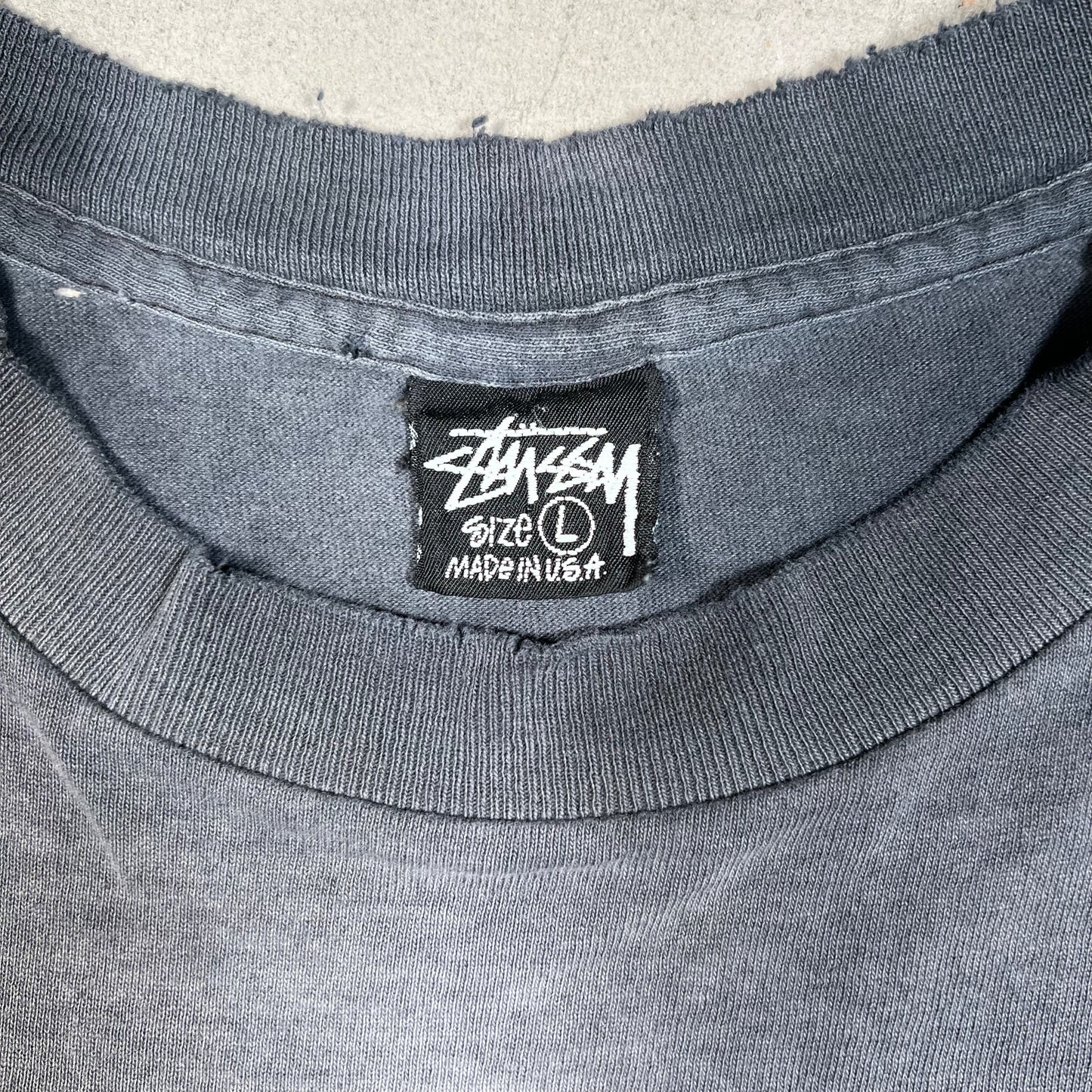 1990s Stussy "One World One Love" Black Cutoff Tee Size Large USED x17689