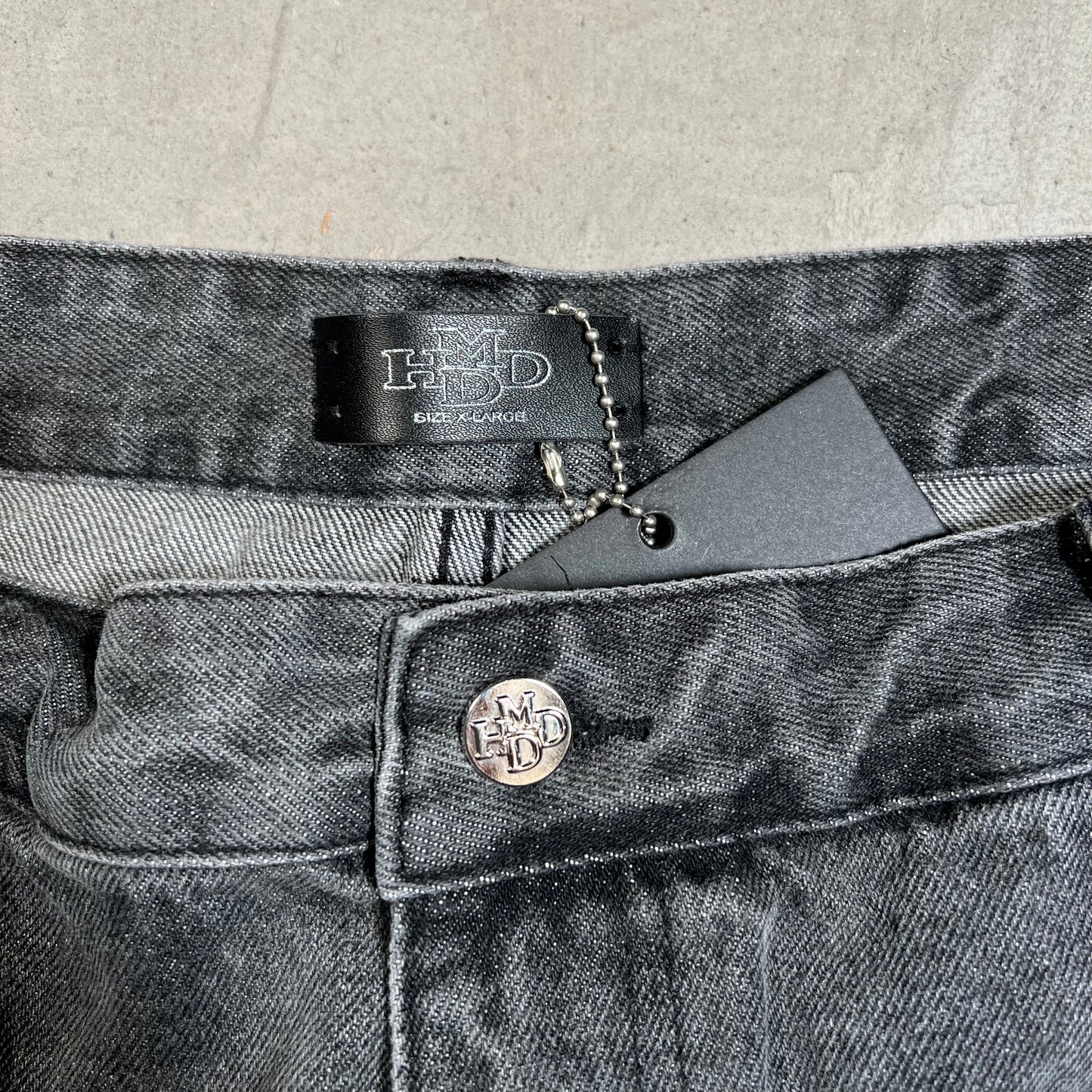 HMDD Double Black Patch Washed Denim Jeans Size XL NEW x17720