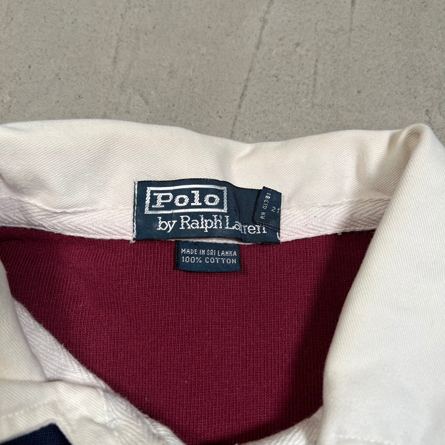 1997 Polo Ralph Lauren Appliqued Navy Rugby Longsleeve Size XL USED v19613