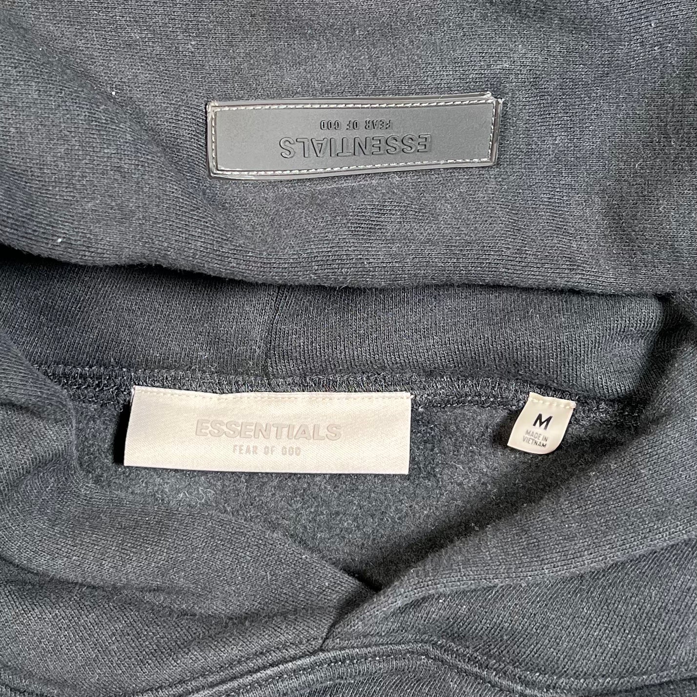 Essentials Fear of God FOG Black Logo Hoodie Size Medium USED x17746