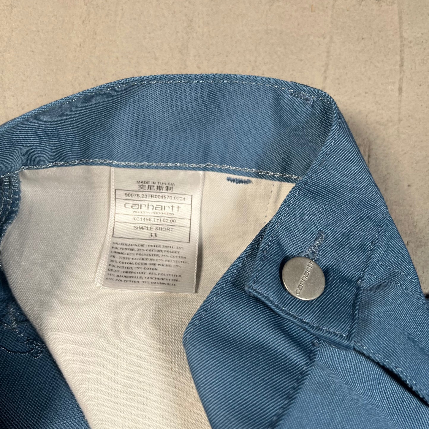 Carhartt WIP Light Blue Work Shorts Size 33 USED v19654