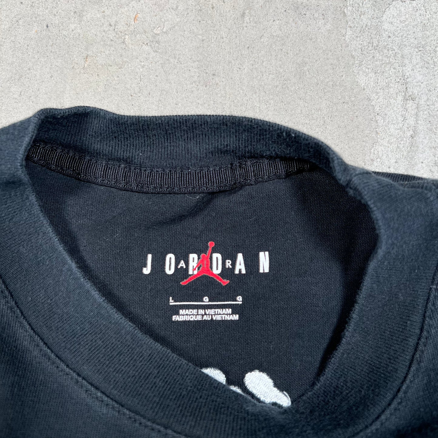 Jordan Off-White Black Embroidered Tee Size Large USED x17850