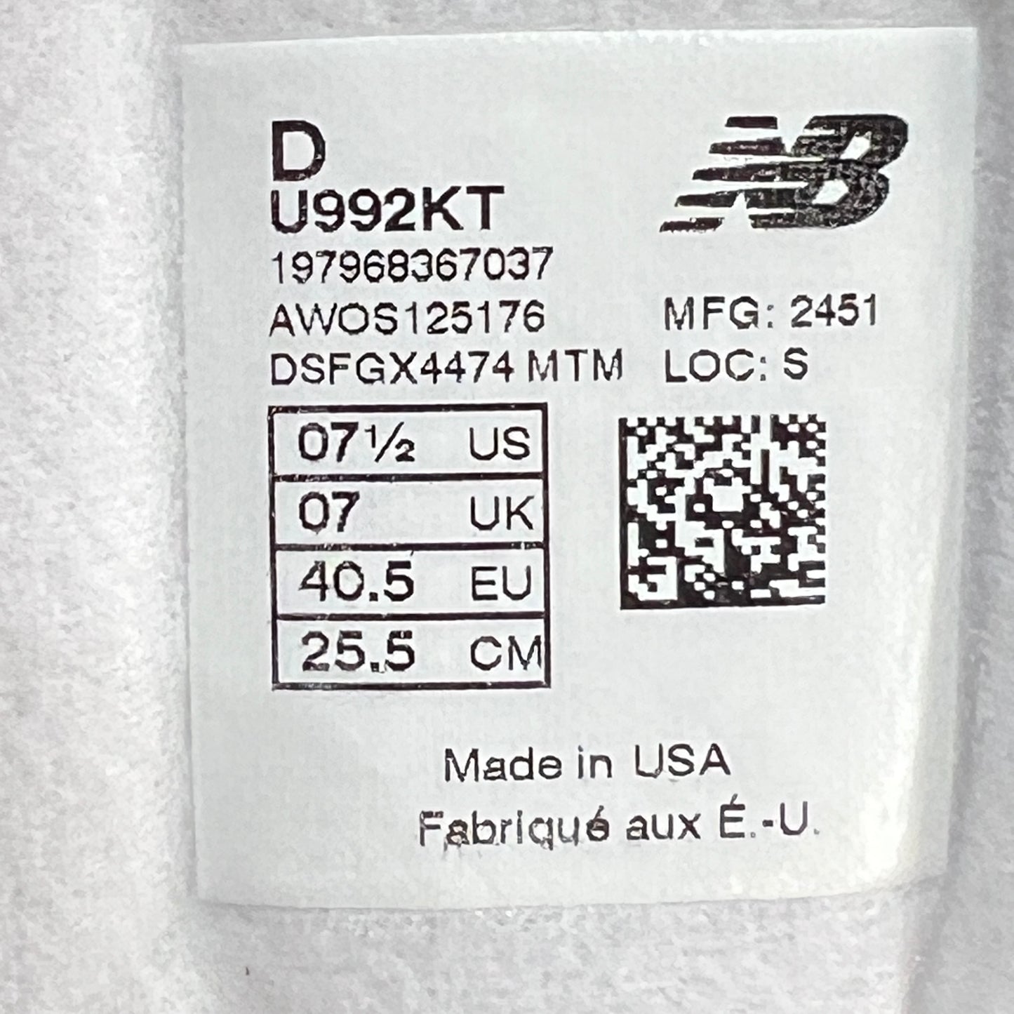 New Balance 992 Kith Osaka Pack (2025) Size 7.5 NEW s23306