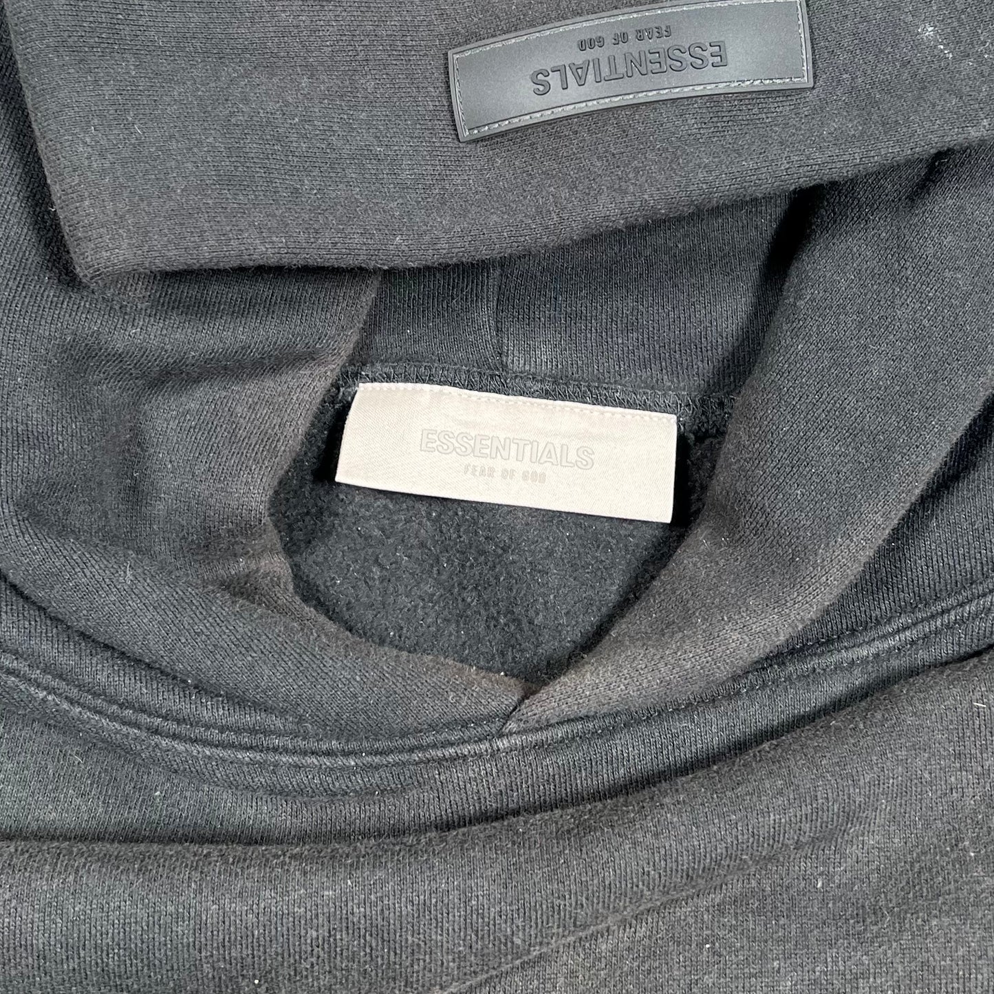 Fear of God FOG Essentials Fadded Black Hoodie Size Small USED x17905