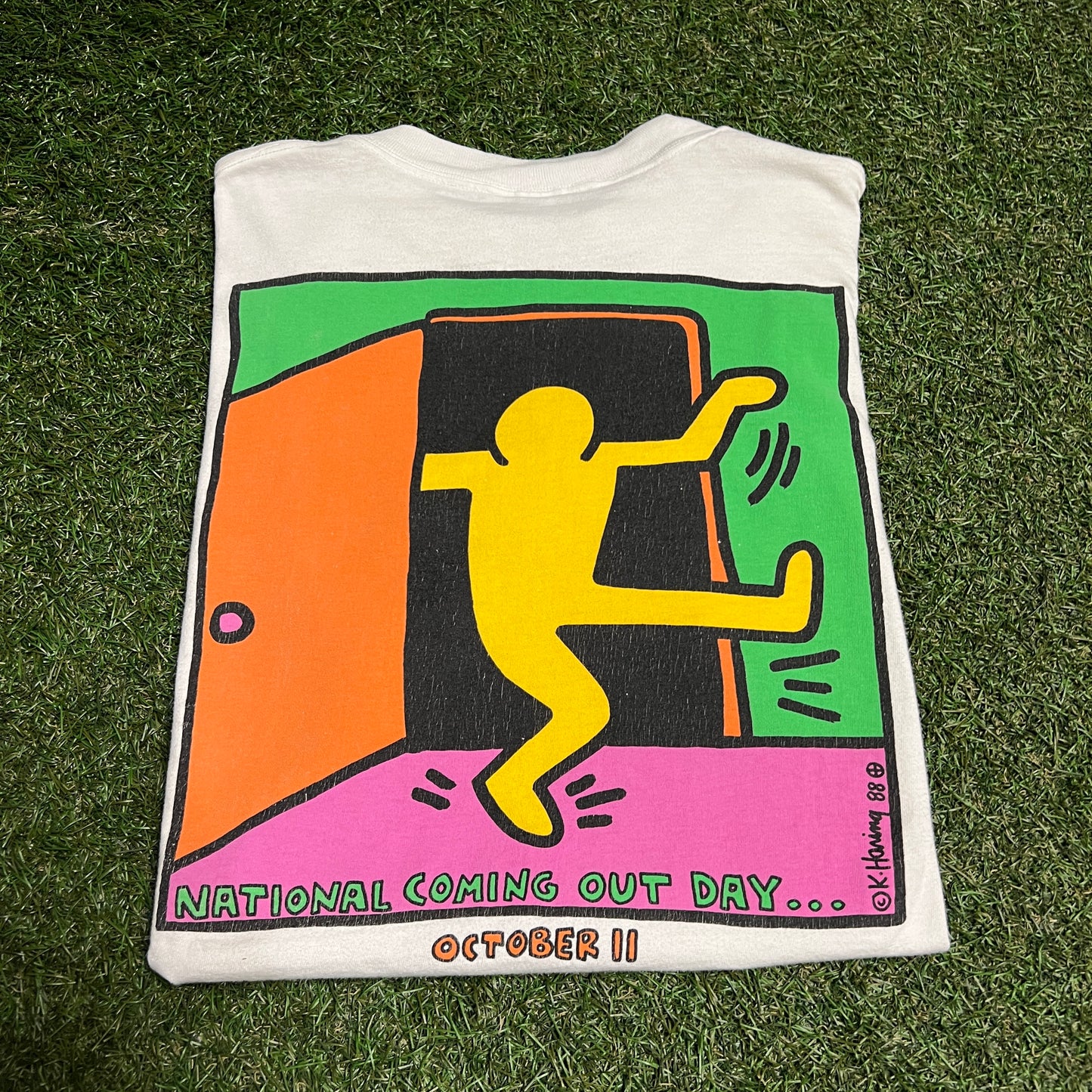 1988 Keith Harring National Coming Out Day Tee Size Large USED V9879
