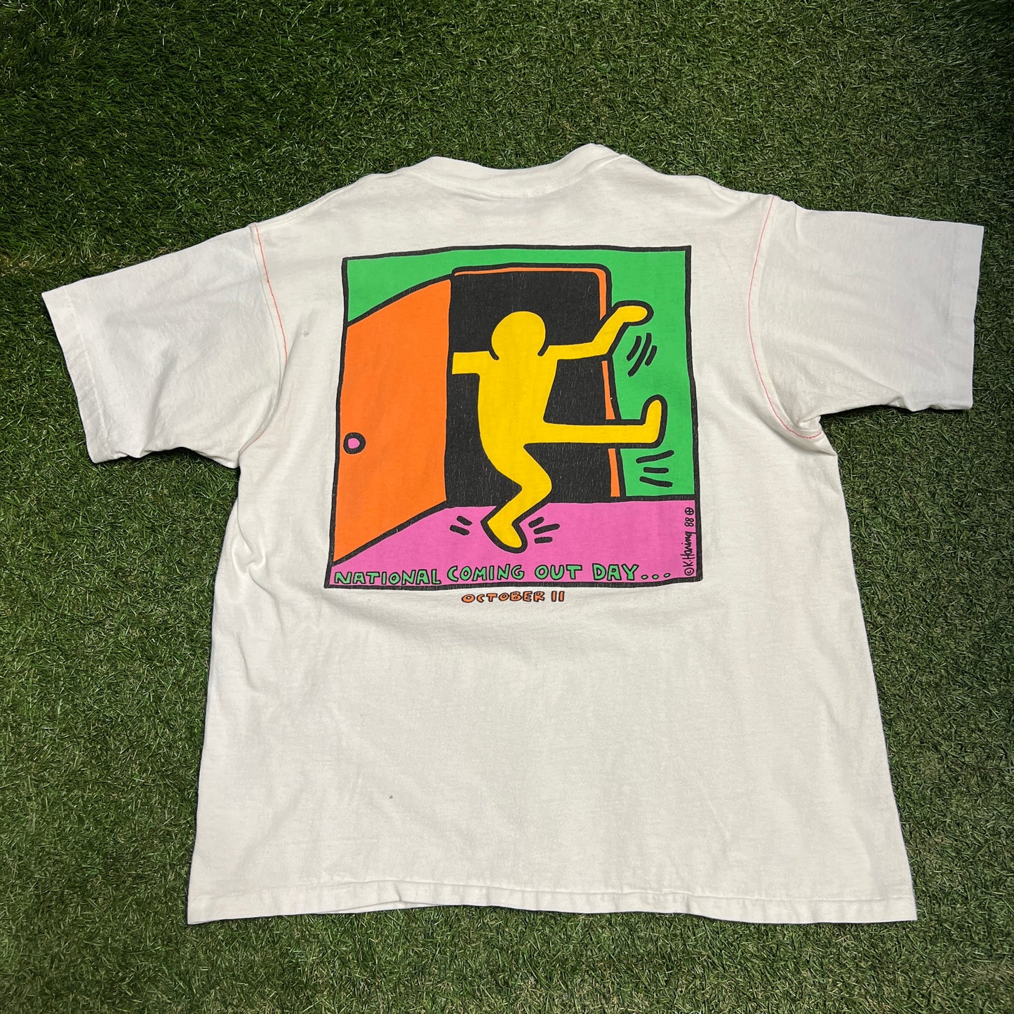 1988 Keith Harring National Coming Out Day Tee Size Large USED V9879
