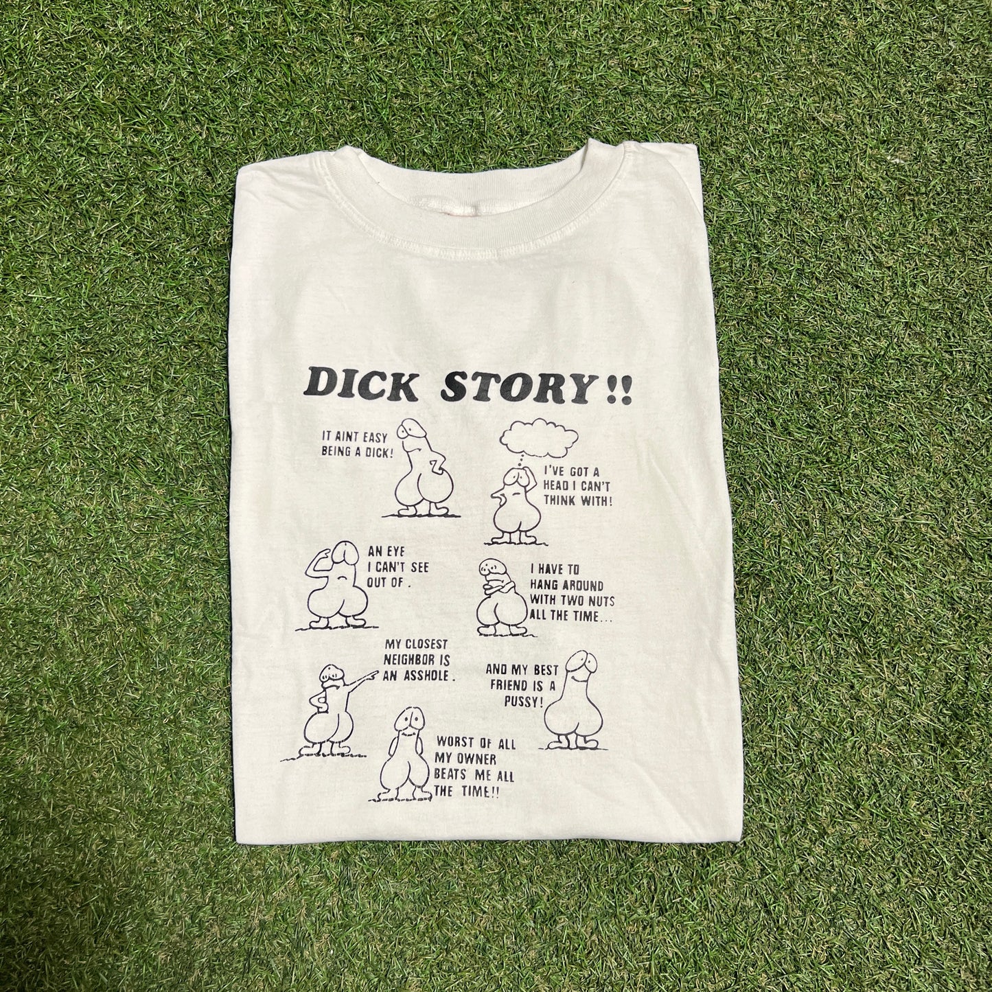 1990s Dick Story White Tee Size XXL USED v9986