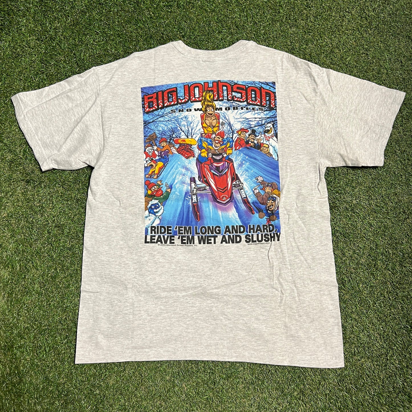 2003 Big Johnson Snowmobiles Grey Tee Size Large USED v4641