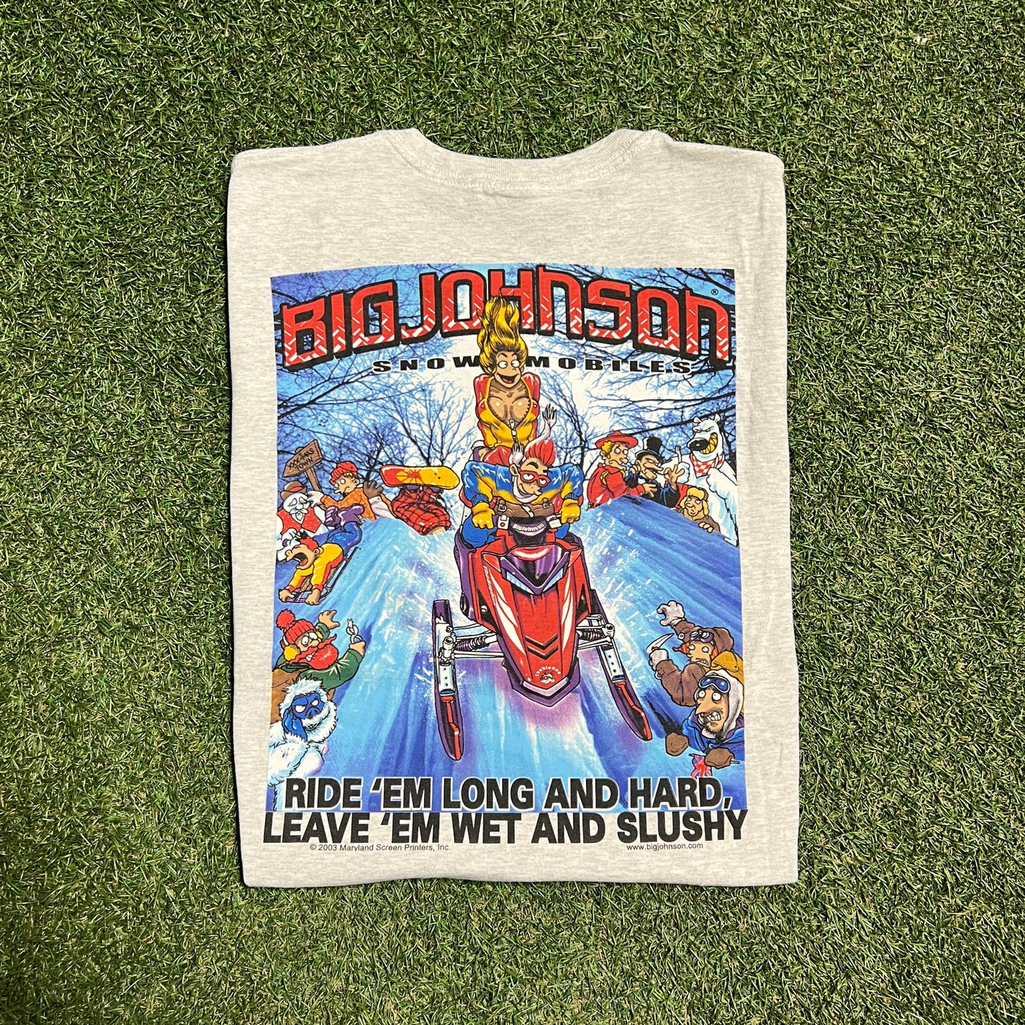 2003 Big Johnson Snowmobiles Grey Tee Size Large USED v4641