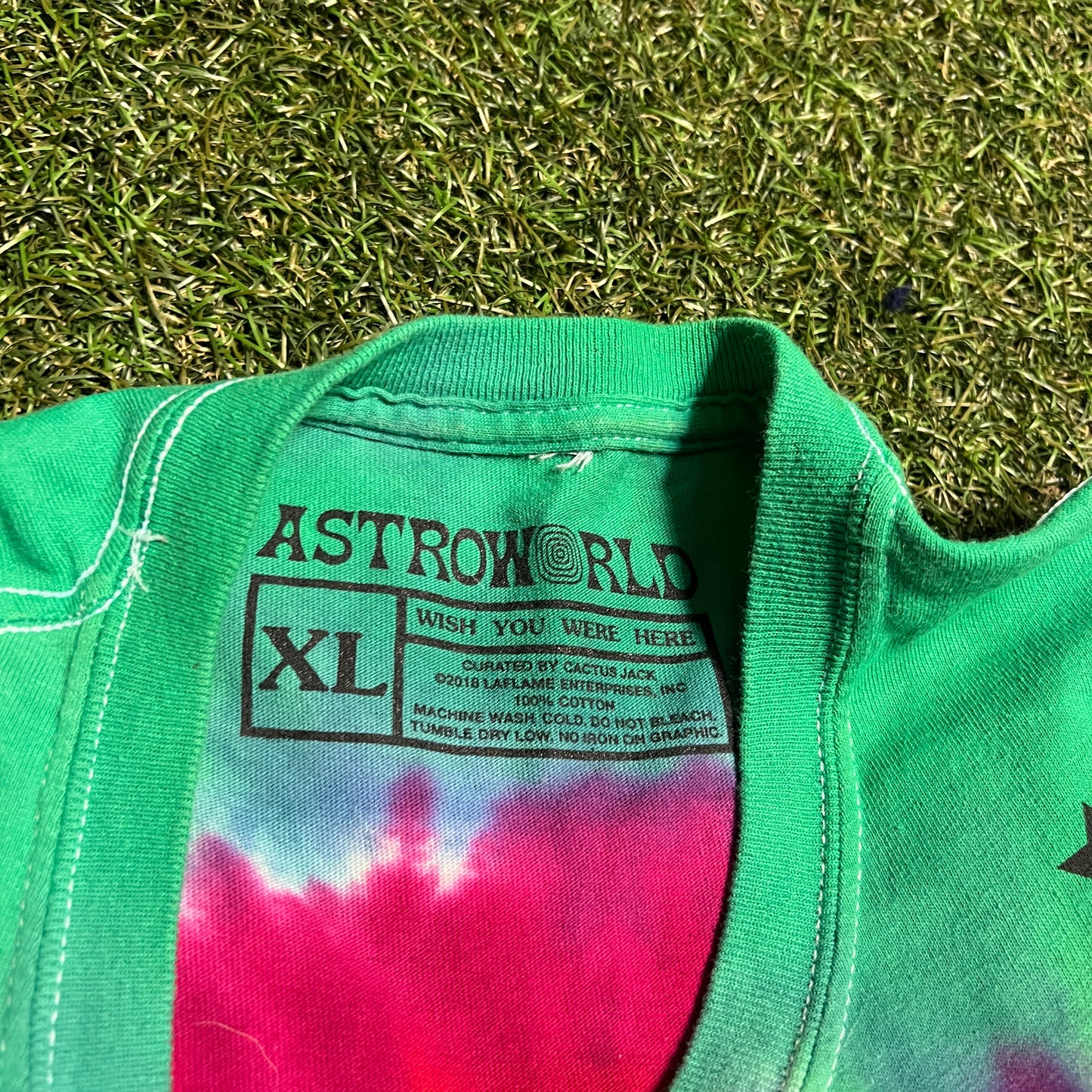 Travis Scott Astroworld Smiley Tie Dye Tee Size XL USED x13312