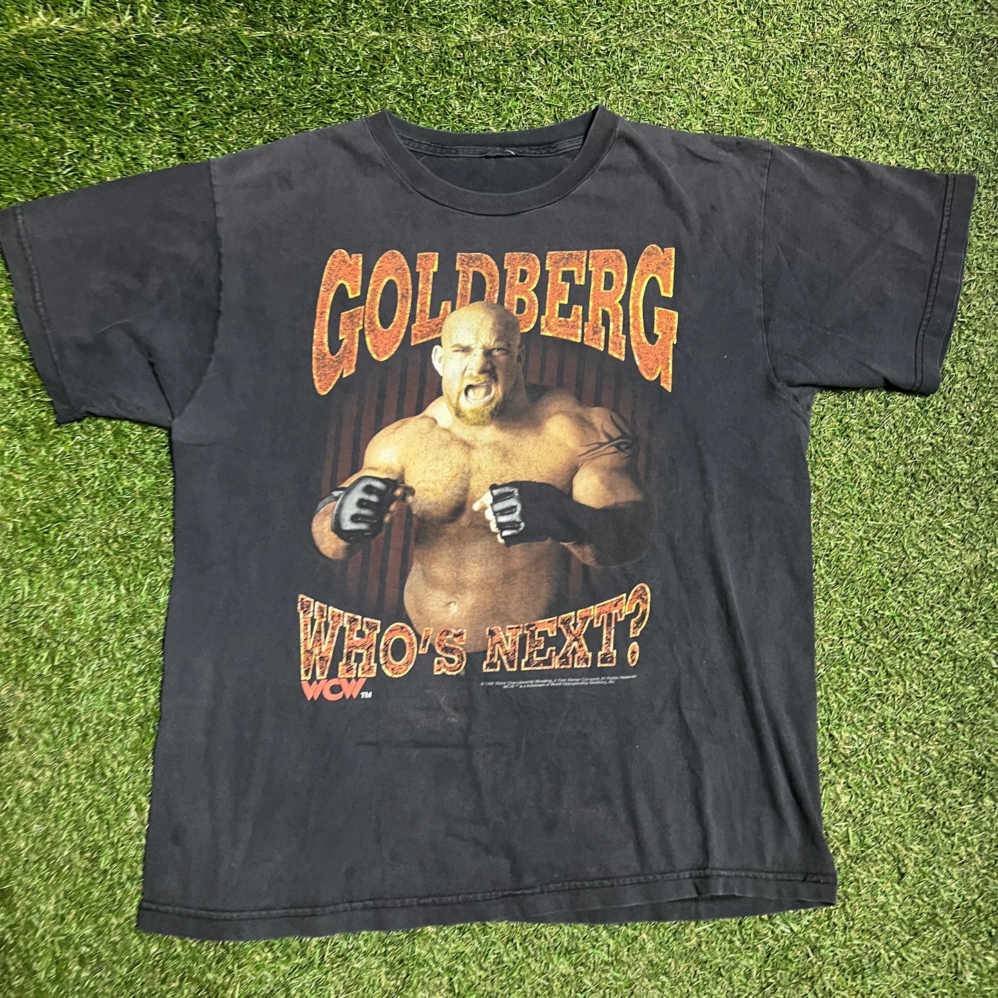 1992 WWF Goldberg who's next tee grey Size Large USED v14079