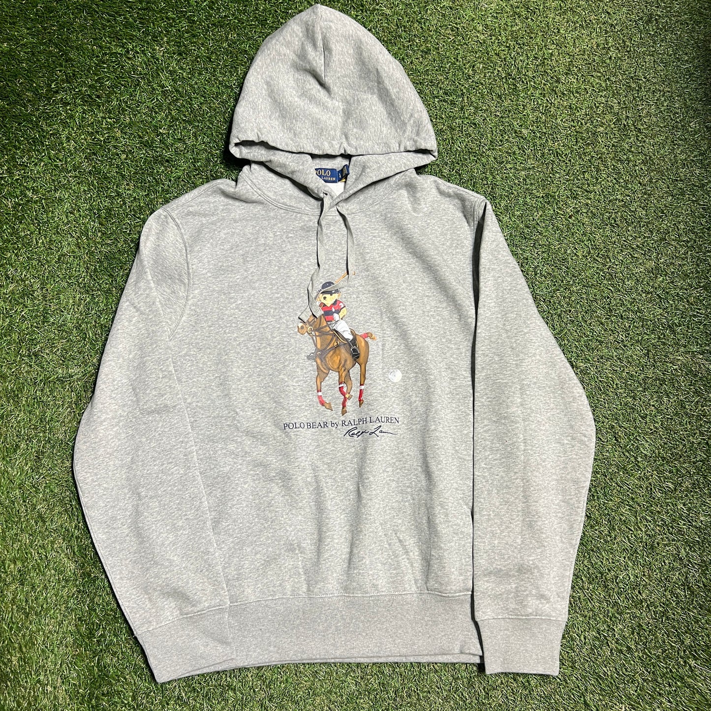 Polo Ralph Lauren Grey Bear Horse Hoodie Size Large New V14083