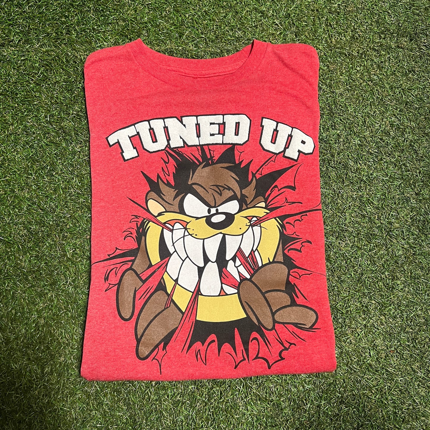 Tuned Up Taz New Age Print Red Tee Size XL USED v11869