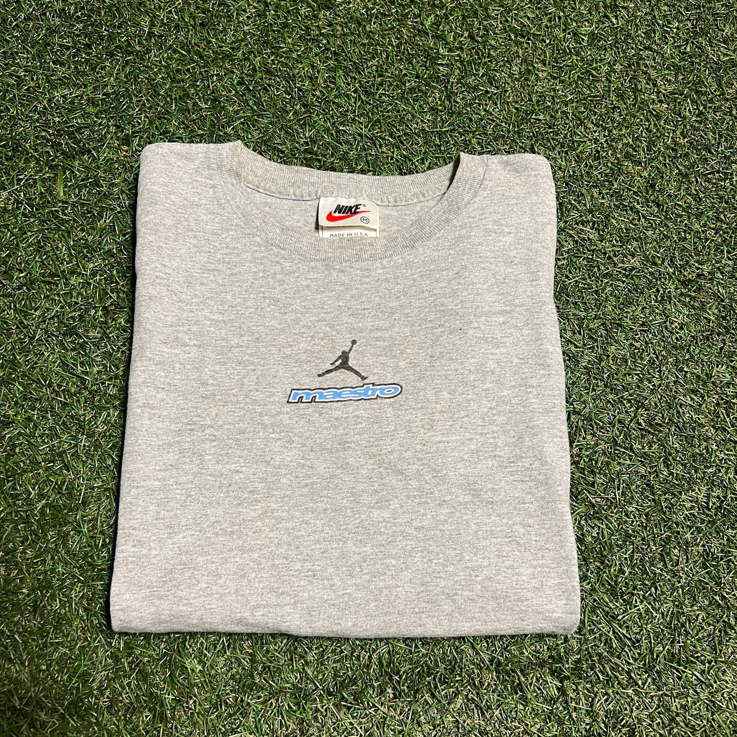 1990s Jordan Brand Maestro Gray Tee Size Medium USED v6553