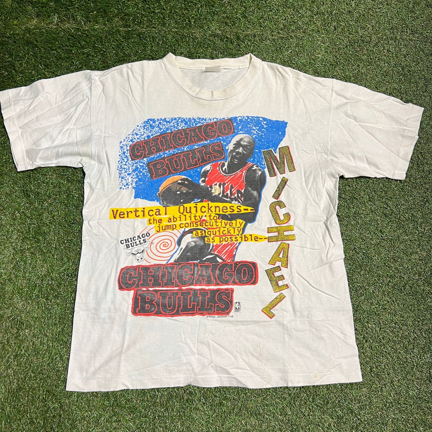 Chicago Bulls Michael Jordan Vertical Quickness Magic Tag White USED Size Large USED v6250