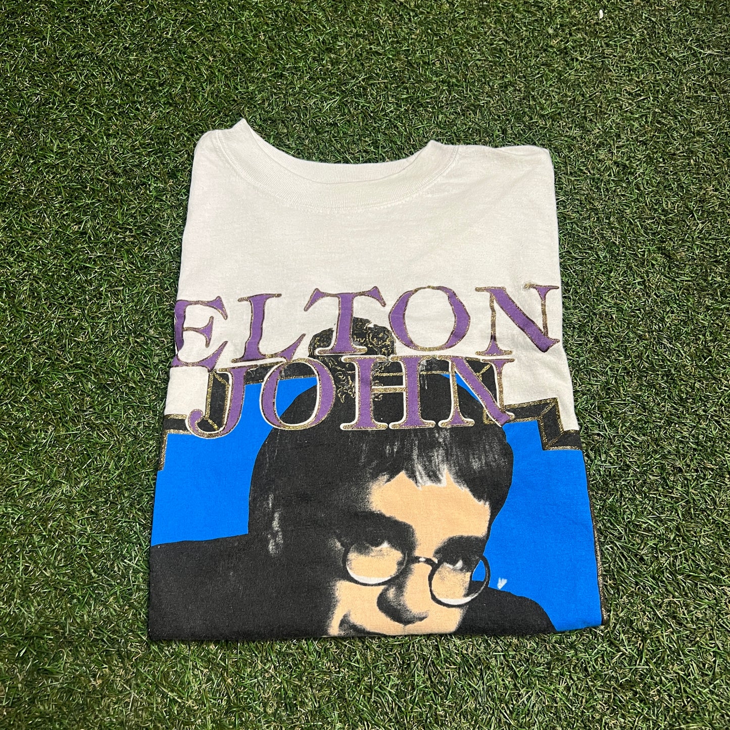 1993 Elton John Live in Concert White Tee Size Large USED v14953