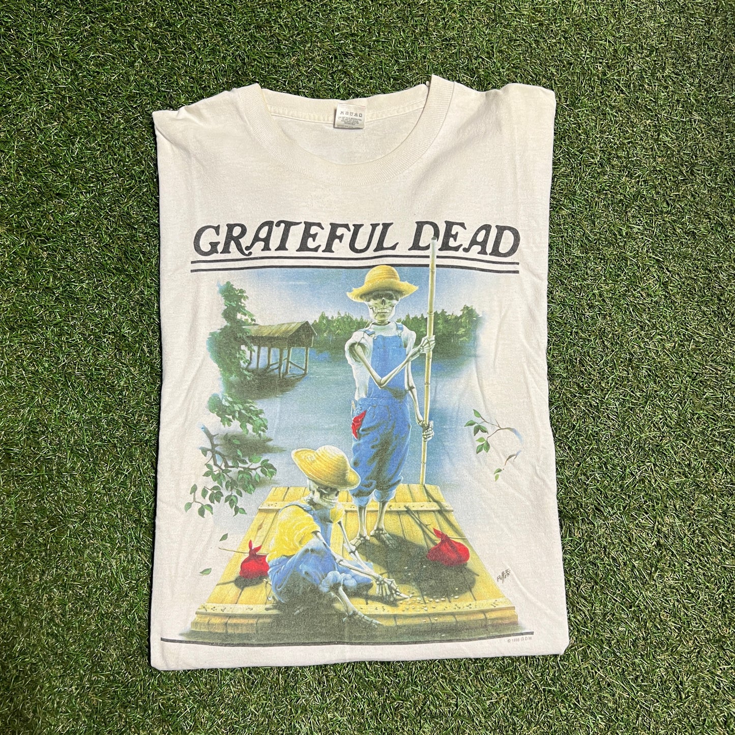 1995 Grateful Dead Garden on River Spring Tour White Tee Size XL USED v4984