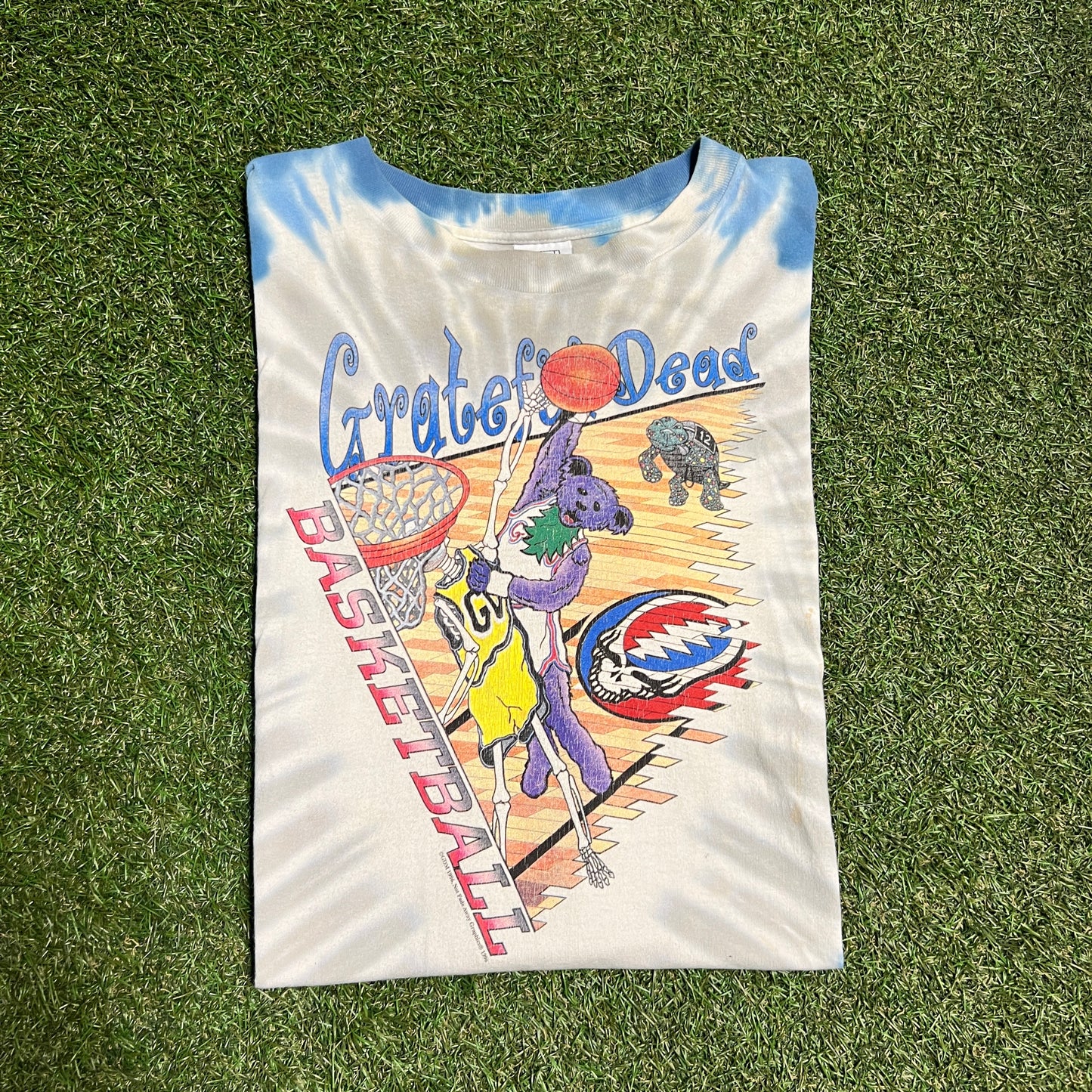 1996 Grateful Dead Basketball Bear Dunking Tie Dye Tee Size XL USED v6459