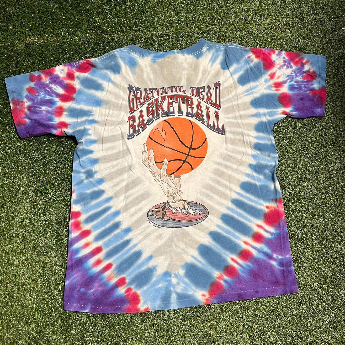 1996 Grateful Dead Basketball Bear Dunking Tie Dye Tee Size XL USED v6459