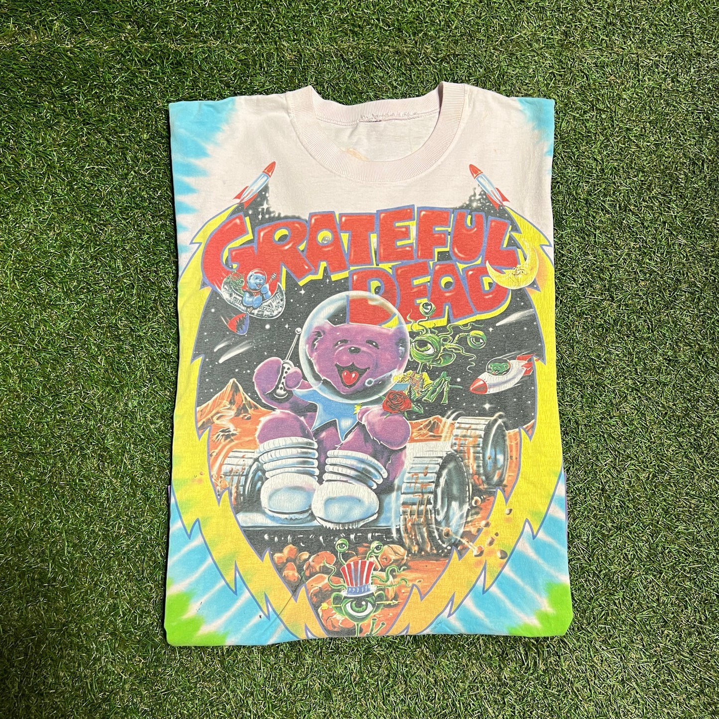 1997 Grateful Dead Mars Rover Space Tye Die Tee Size XL USED v9832